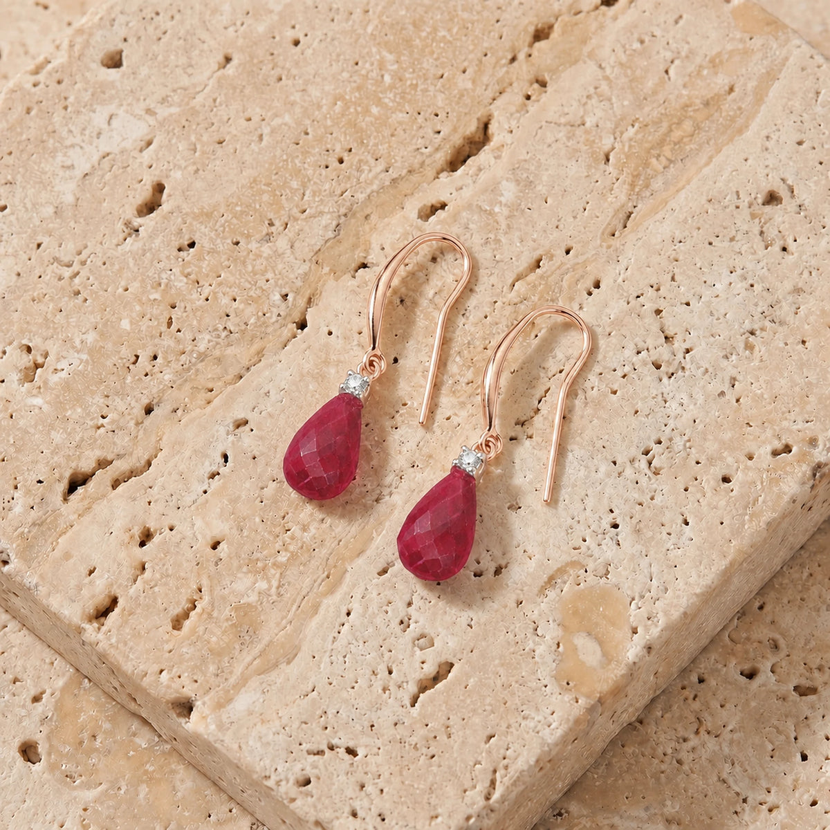 Rose Gold Joya Earrings Diamond & Ruby — Minerva
