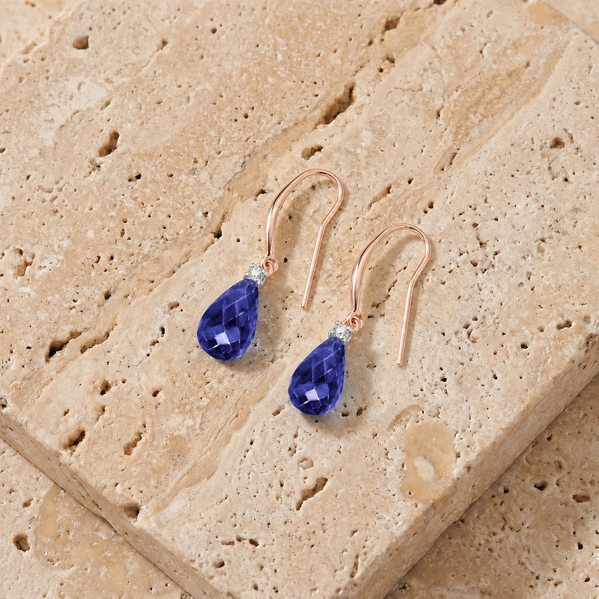 Rose Gold Joya Earrings Diamond & Sapphire — Minerva