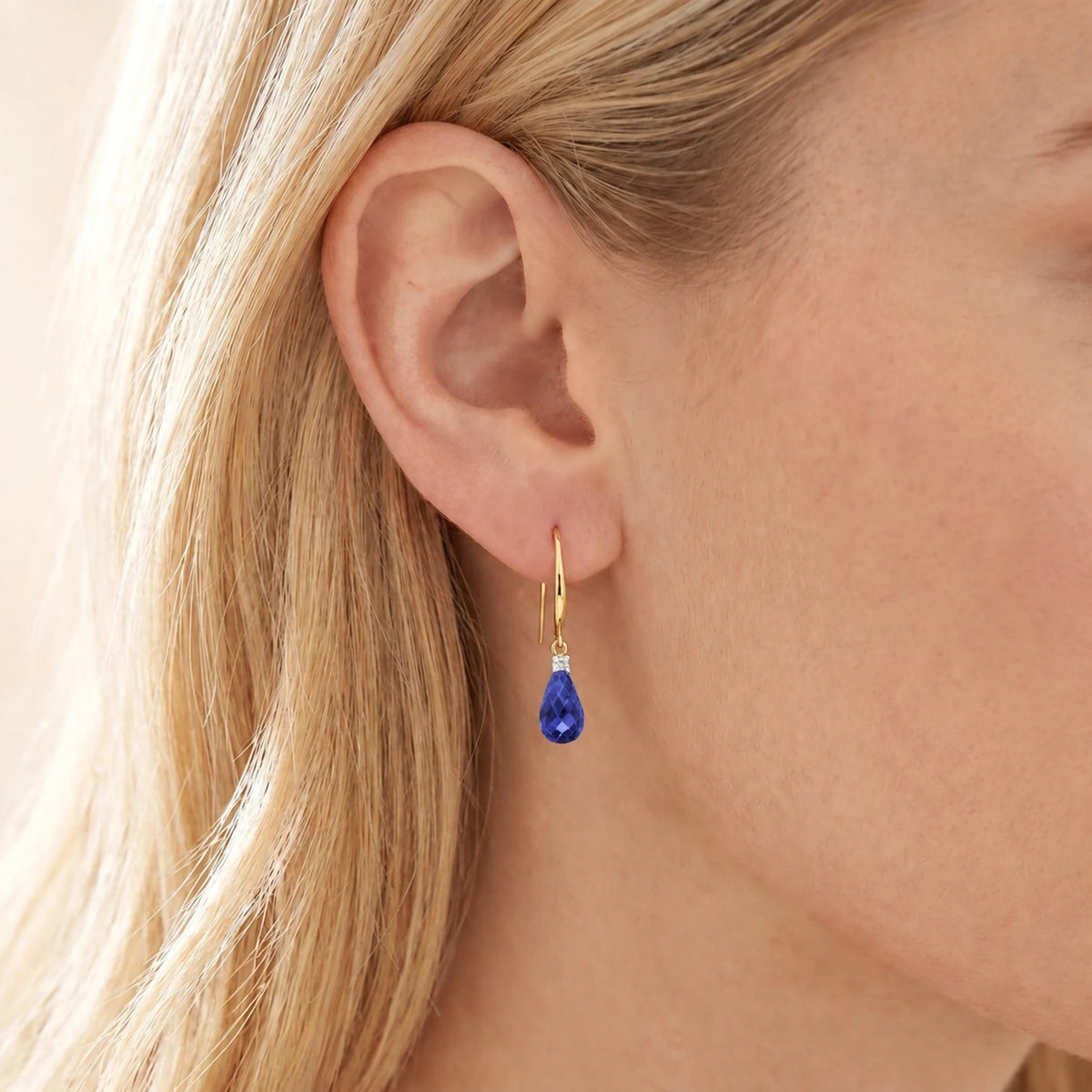 Yellow Gold Joya Earrings Diamond & Sapphire — Minerva
