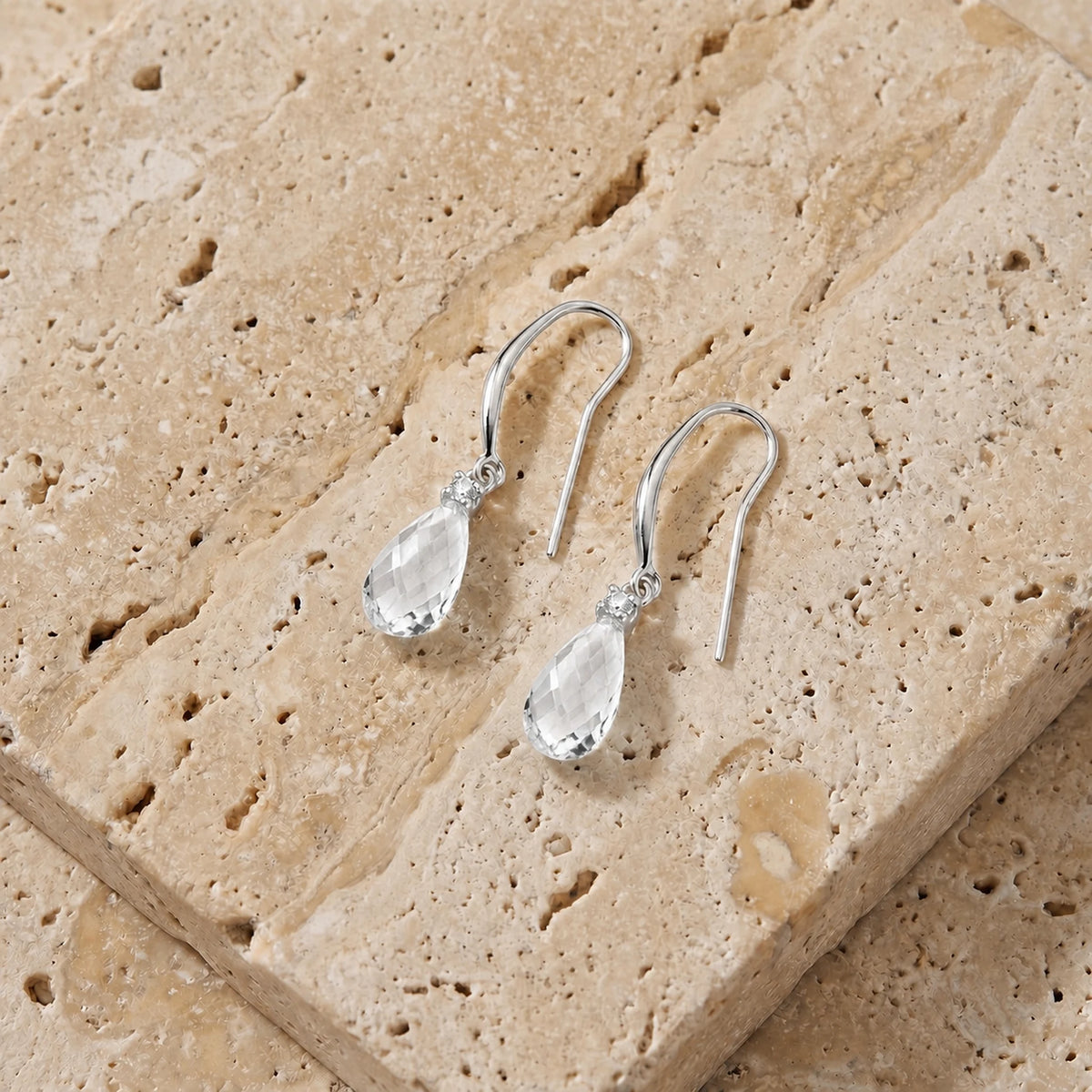 White Gold Joya Earrings Diamond & White Topaz — Minerva