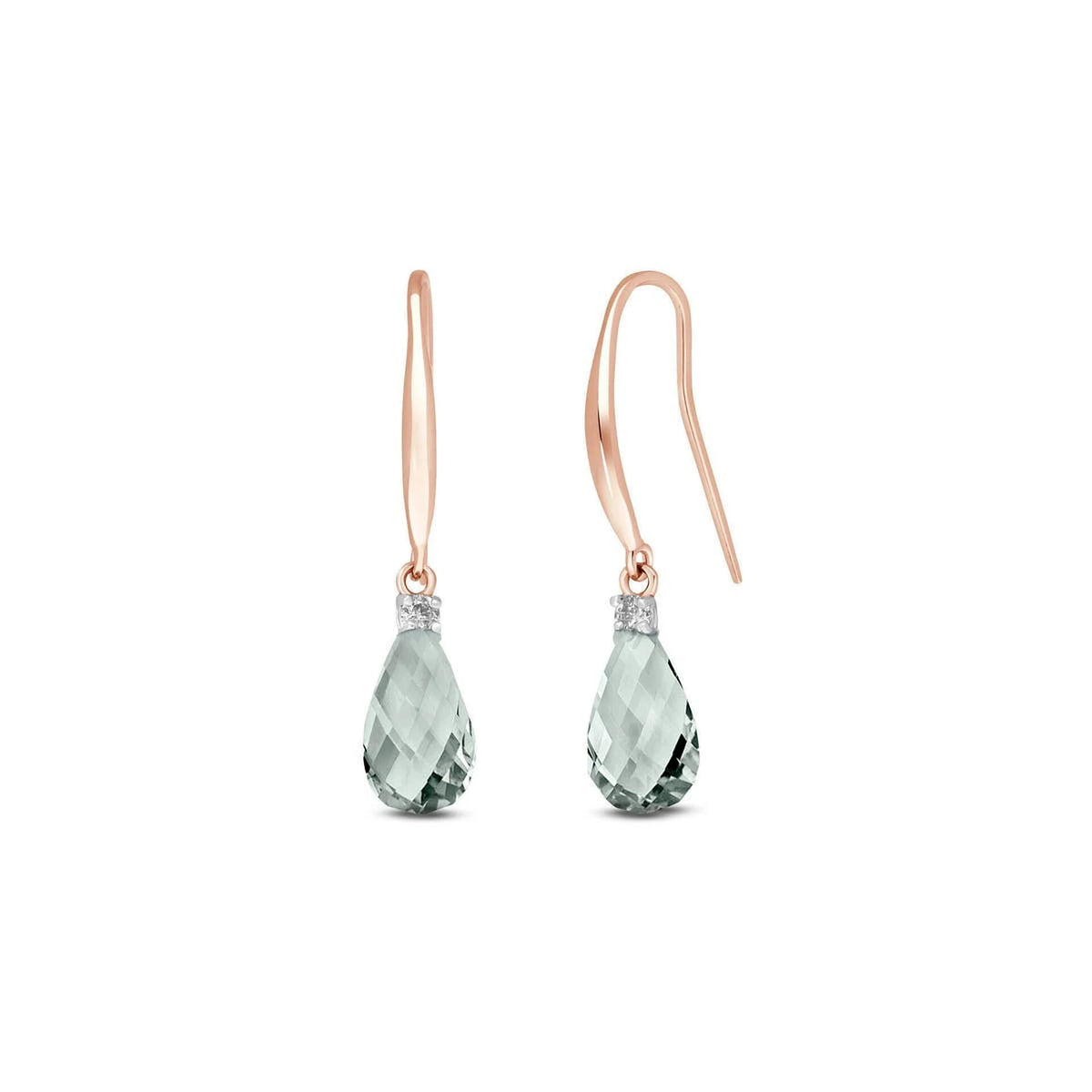 Rose Gold Joya Earrings Green Amethyst & Diamond — Minerva