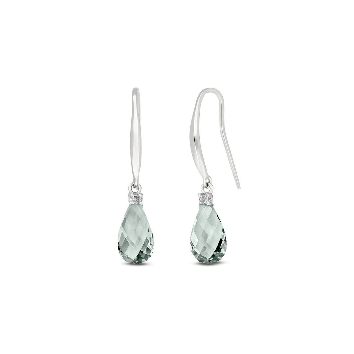 White Gold Joya Earrings Green Amethyst & Diamond — Minerva