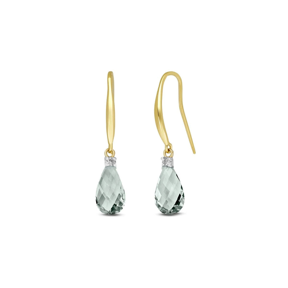 Yellow Gold Joya Earrings Green Amethyst & Diamond — Minerva