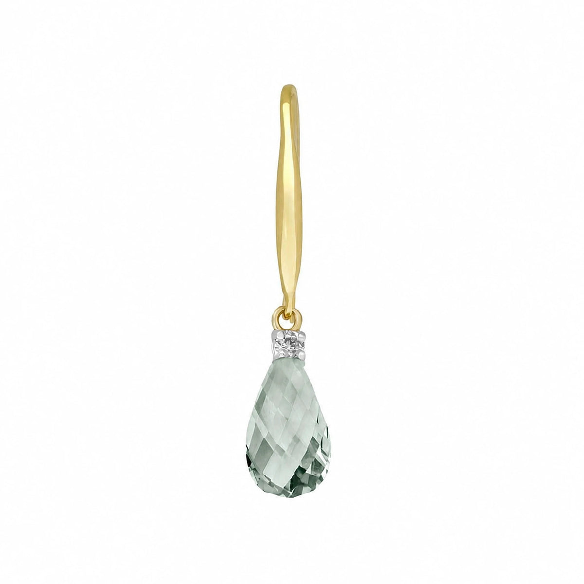 Yellow Gold Joya Earrings Green Amethyst & Diamond — Minerva