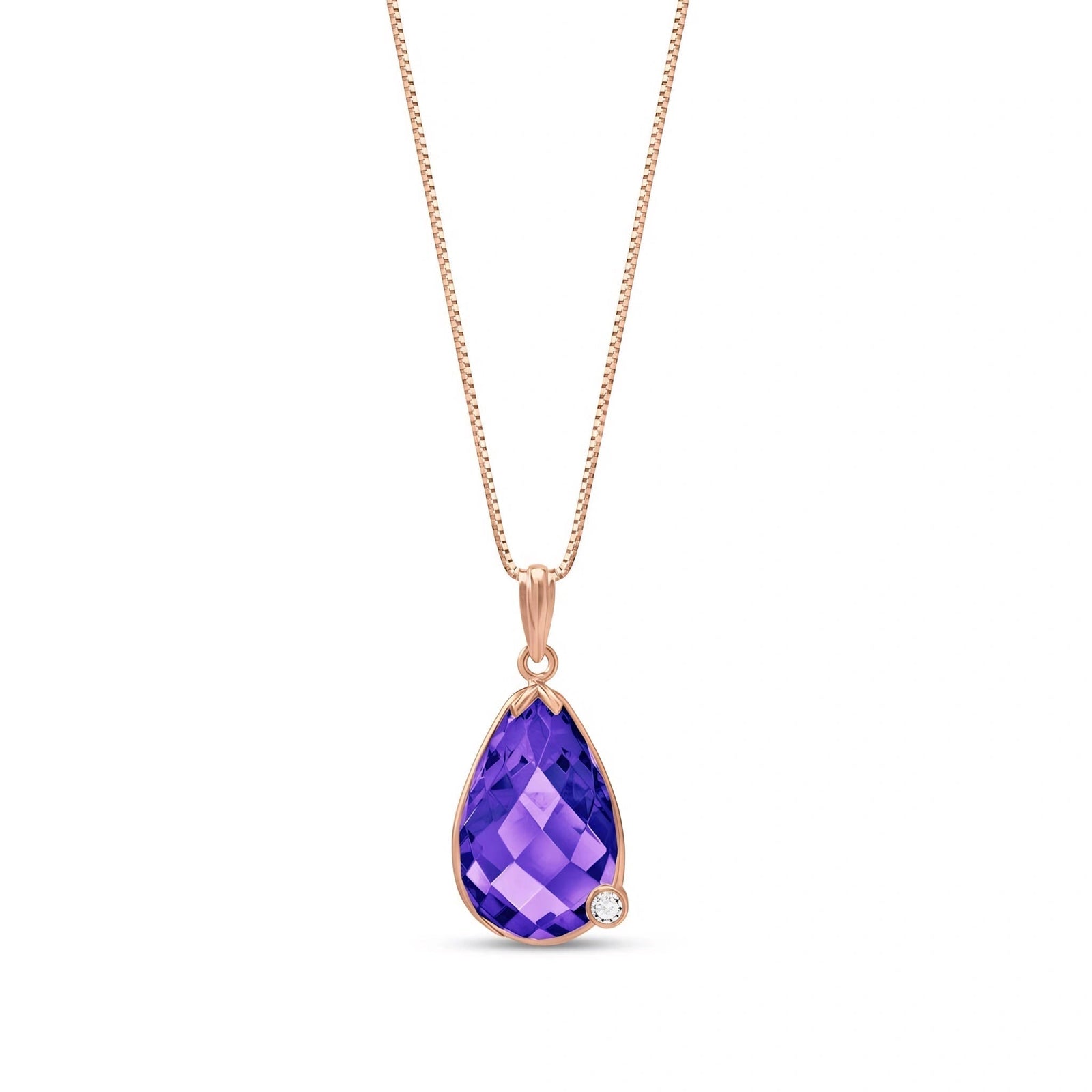 Rose Gold Eternal Pendant Necklace Amethyst 10K — Gaudenzia
