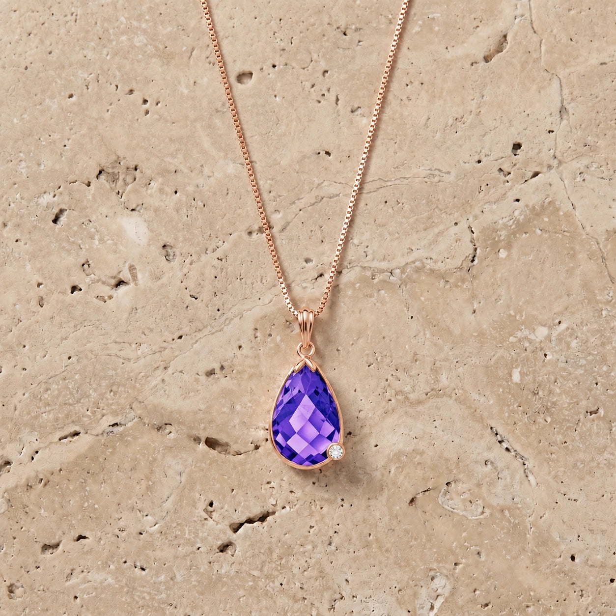 Rose Gold Eternal Pendant Necklace Amethyst 10K — Gaudenzia