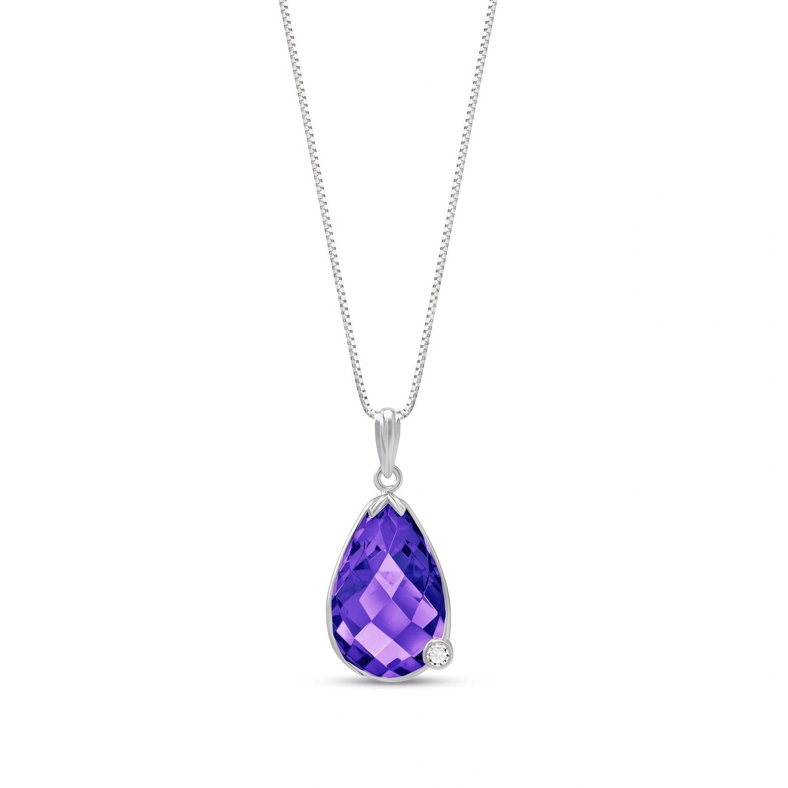 White Gold Eternal Pendant Necklace Amethyst 10K — Gaudenzia