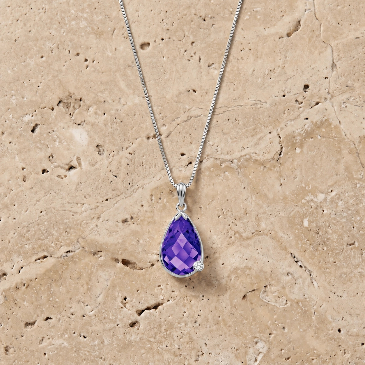 White Gold Eternal Pendant Necklace Amethyst 10K — Gaudenzia