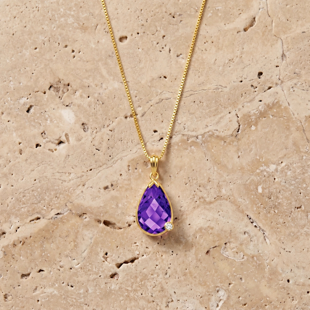 Yellow Gold Eternal Pendant Necklace Amethyst 10K — Gaudenzia
