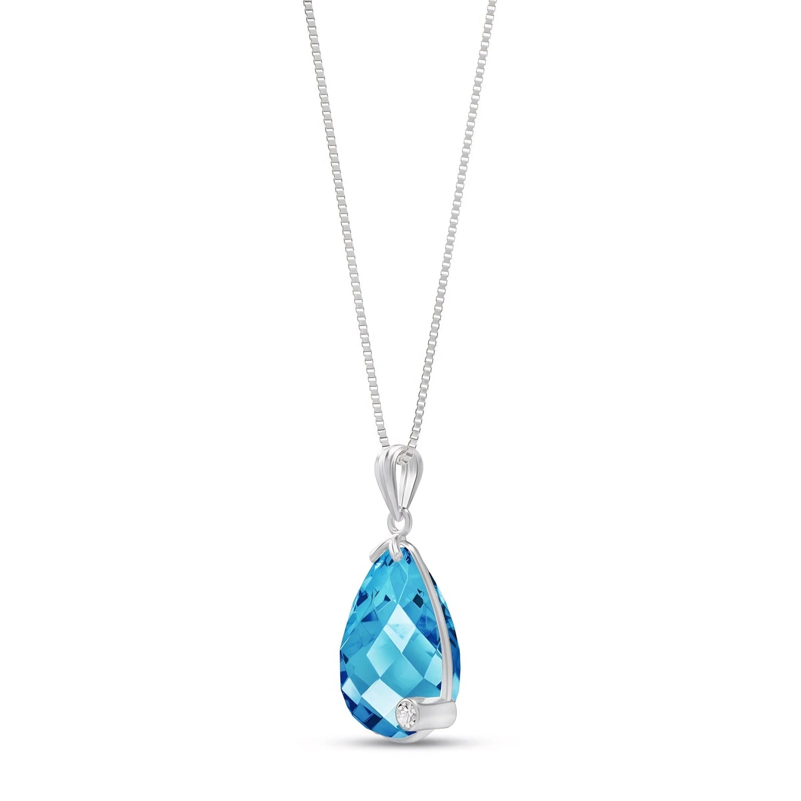 White Gold Eternal Pendant Necklace Blue Topaz 10K — Gaudenzia