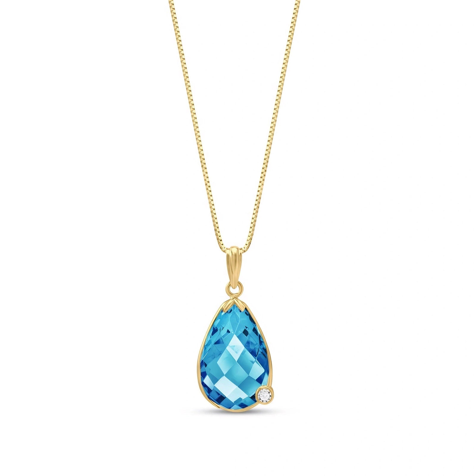 Yellow Gold Eternal Pendant Necklace Blue Topaz 10K — Gaudenzia