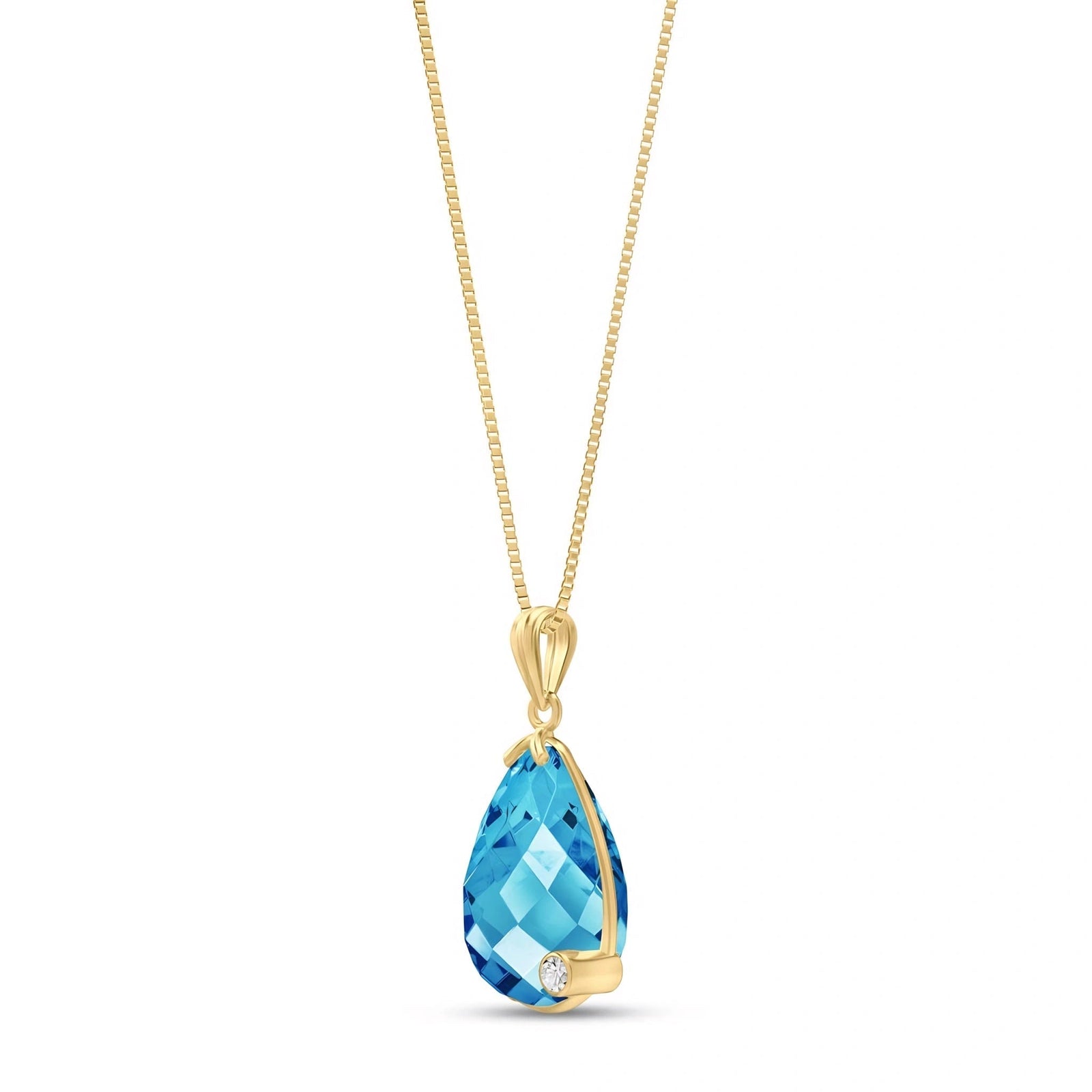 Yellow Gold Eternal Pendant Necklace Blue Topaz 10K — Gaudenzia