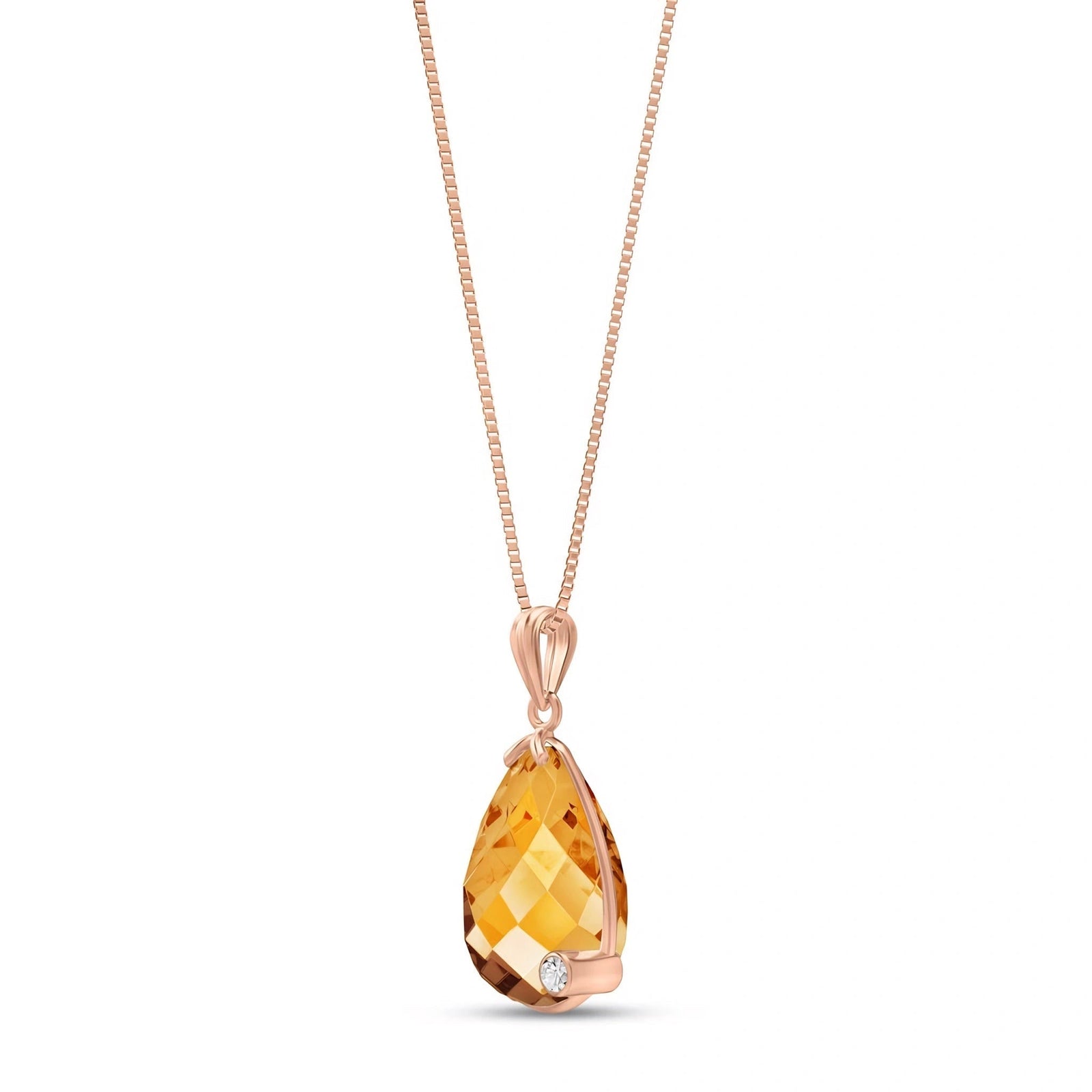Rose Gold Eternal Pendant Necklace Citrine 10K — Gaudenzia