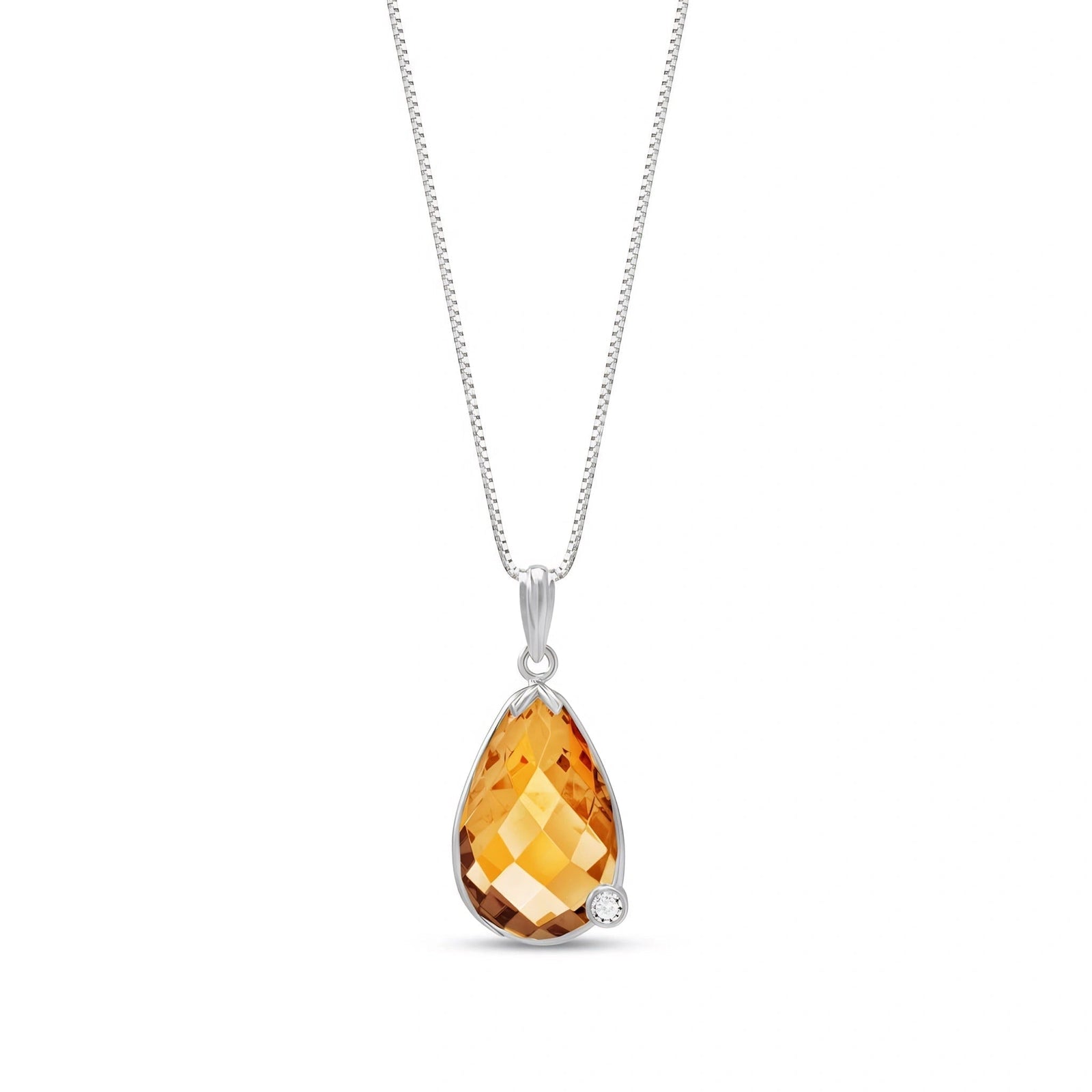 White Gold Eternal Pendant Necklace Citrine 10K — Gaudenzia