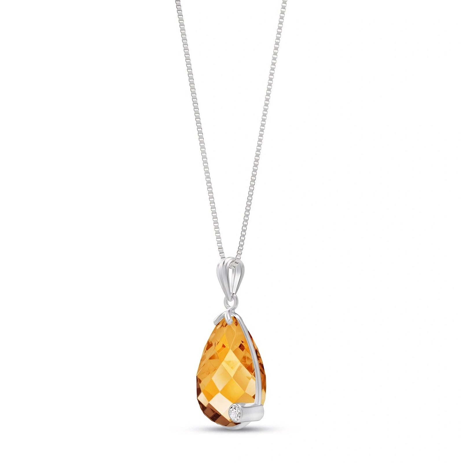 White Gold Eternal Pendant Necklace Citrine 10K — Gaudenzia