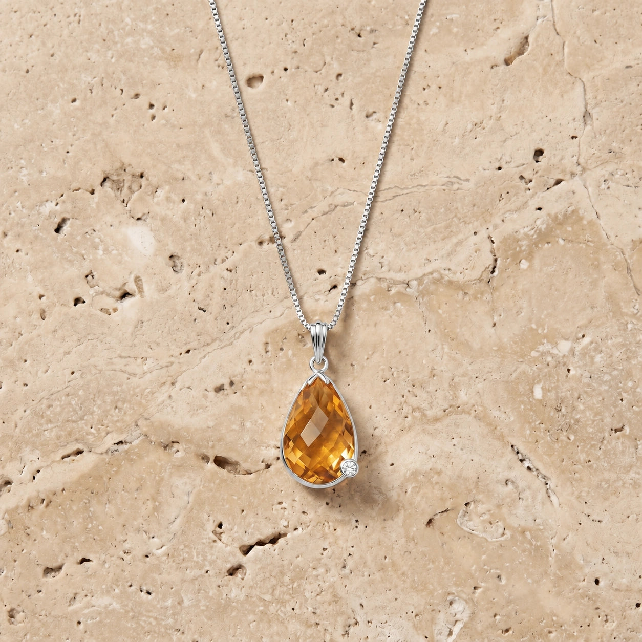 White Gold Eternal Pendant Necklace Citrine 10K — Gaudenzia