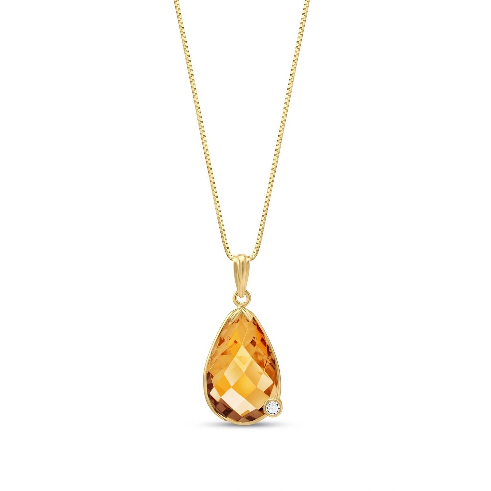 Yellow Gold Eternal Pendant Necklace Citrine 10K — Gaudenzia