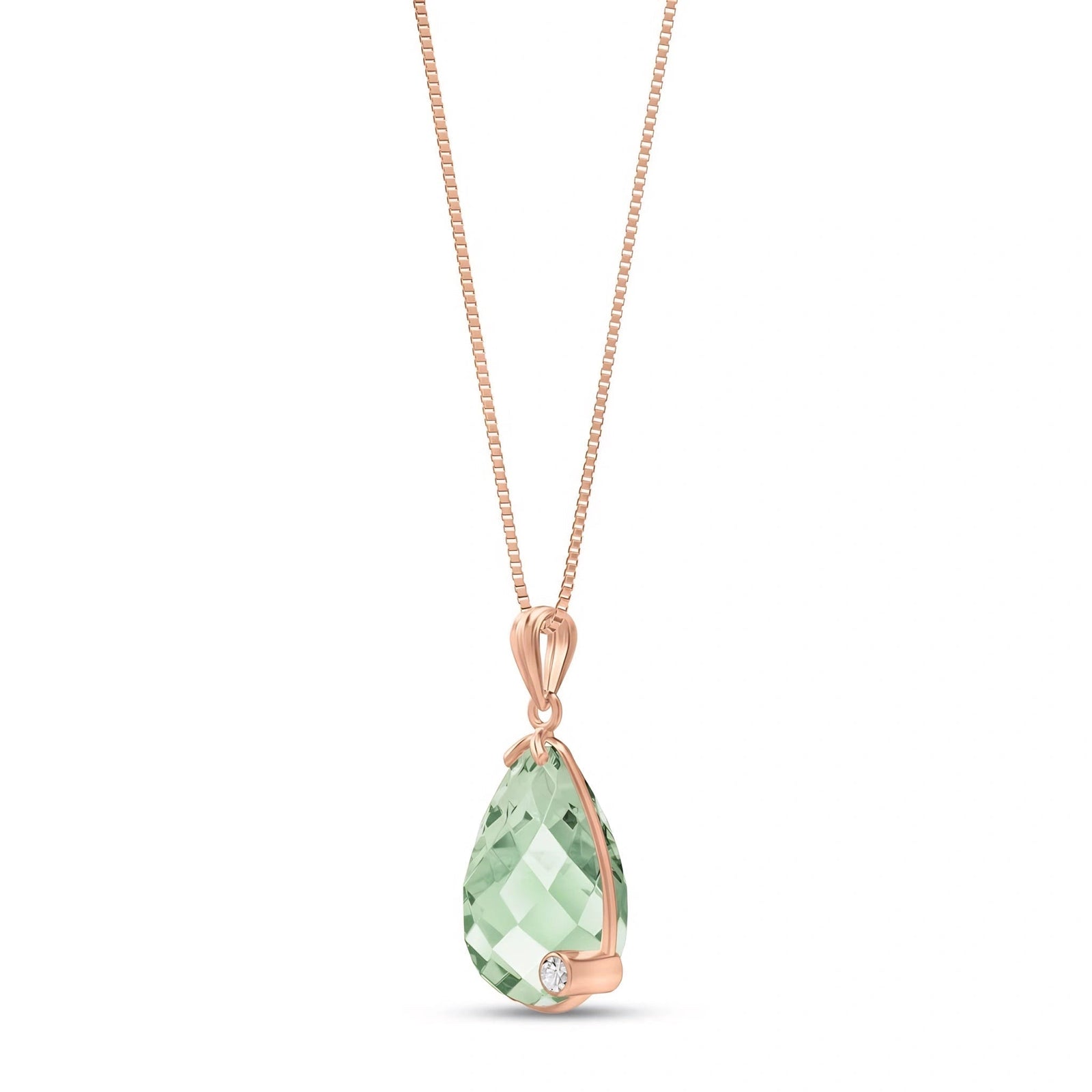 Rose Gold Eternal Pendant Necklace Green Amethyst 10K — Gaudenzia