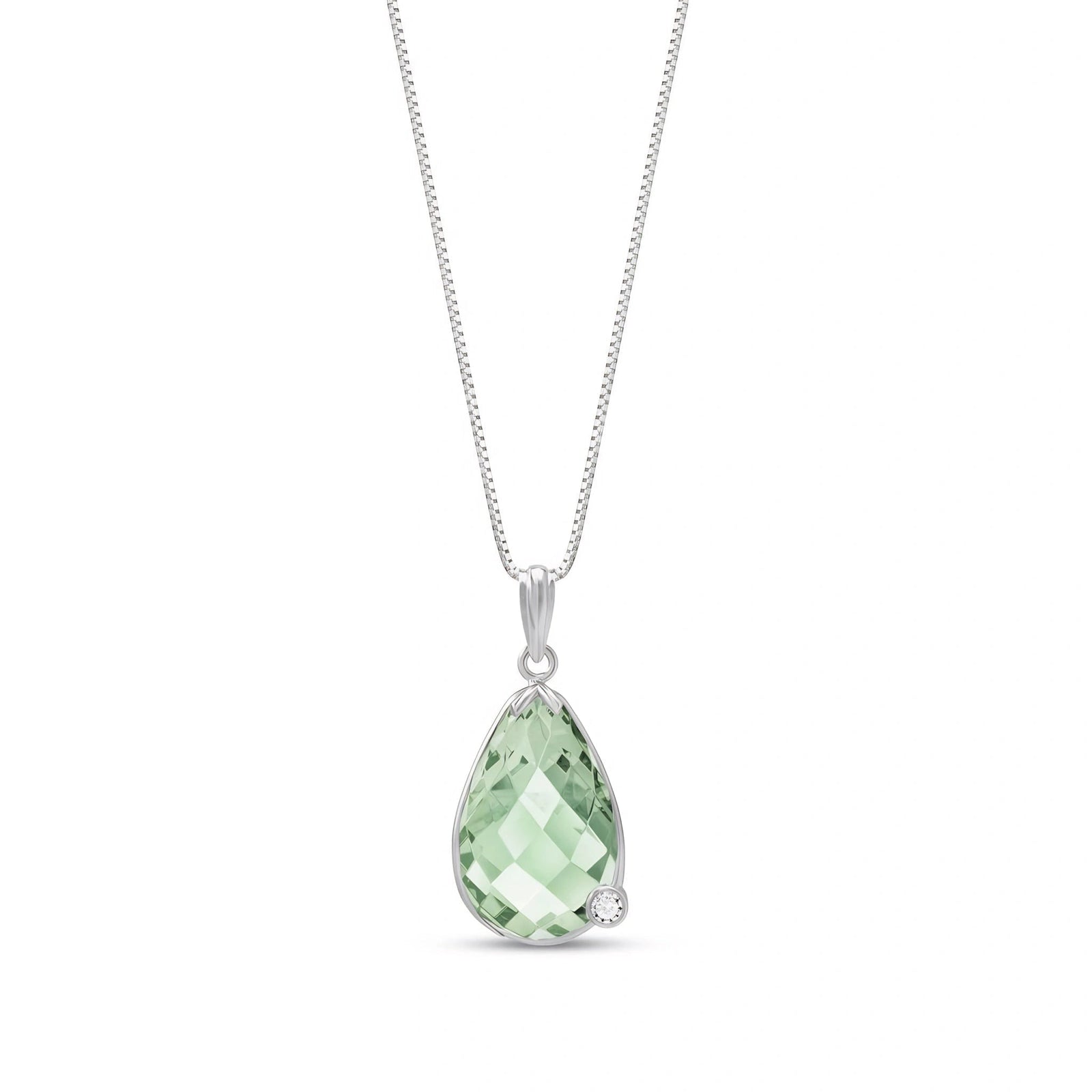 White Gold Eternal Pendant Necklace Green Amethyst 10K — Gaudenzia