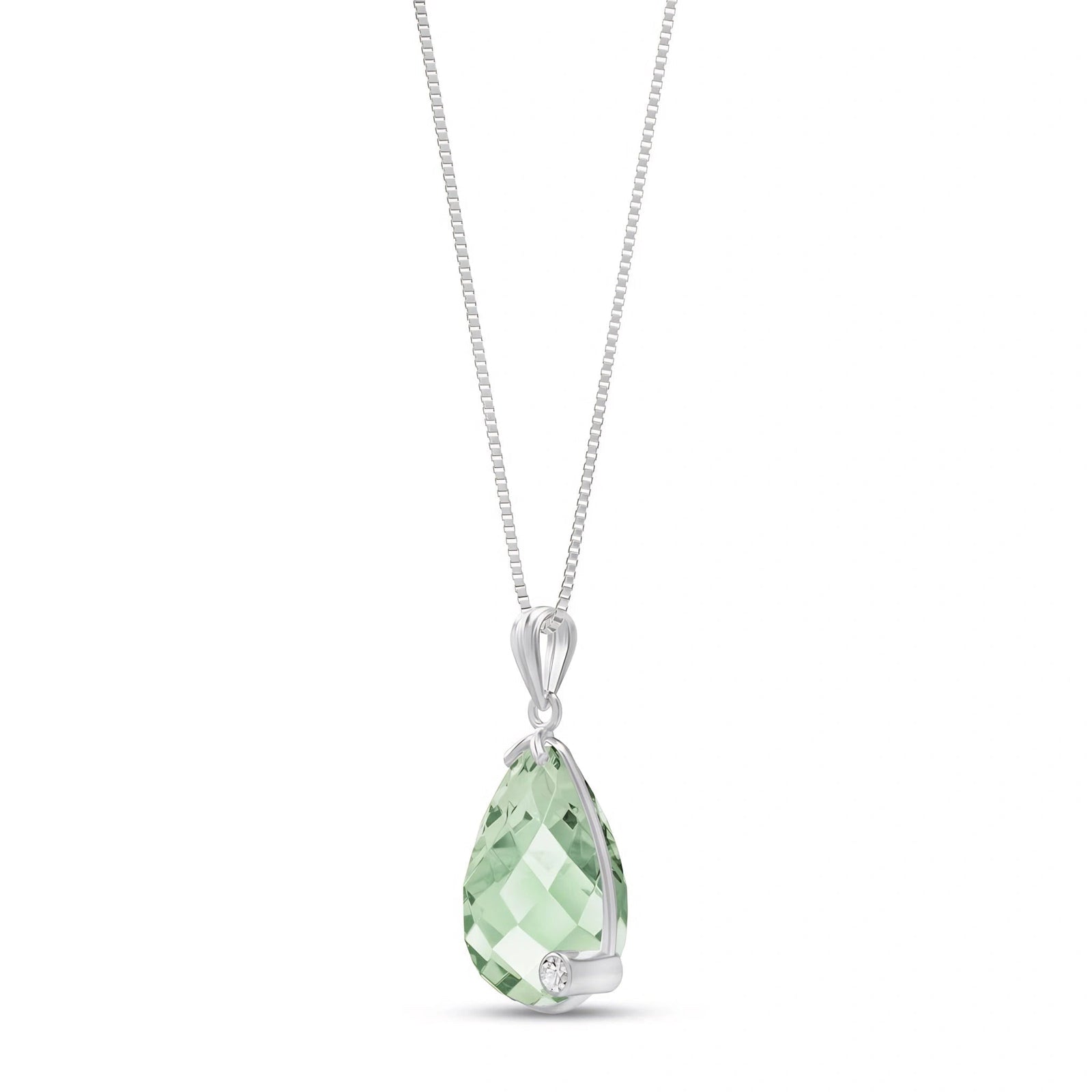 White Gold Eternal Pendant Necklace Green Amethyst 10K — Gaudenzia