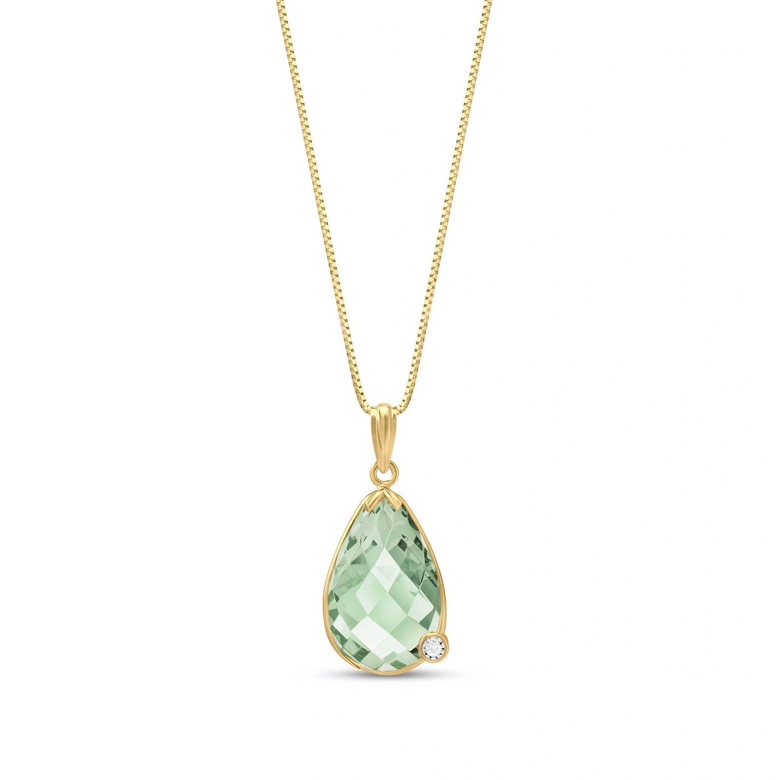 Yellow Gold Eternal Pendant Necklace Green Amethyst 10K — Gaudenzia