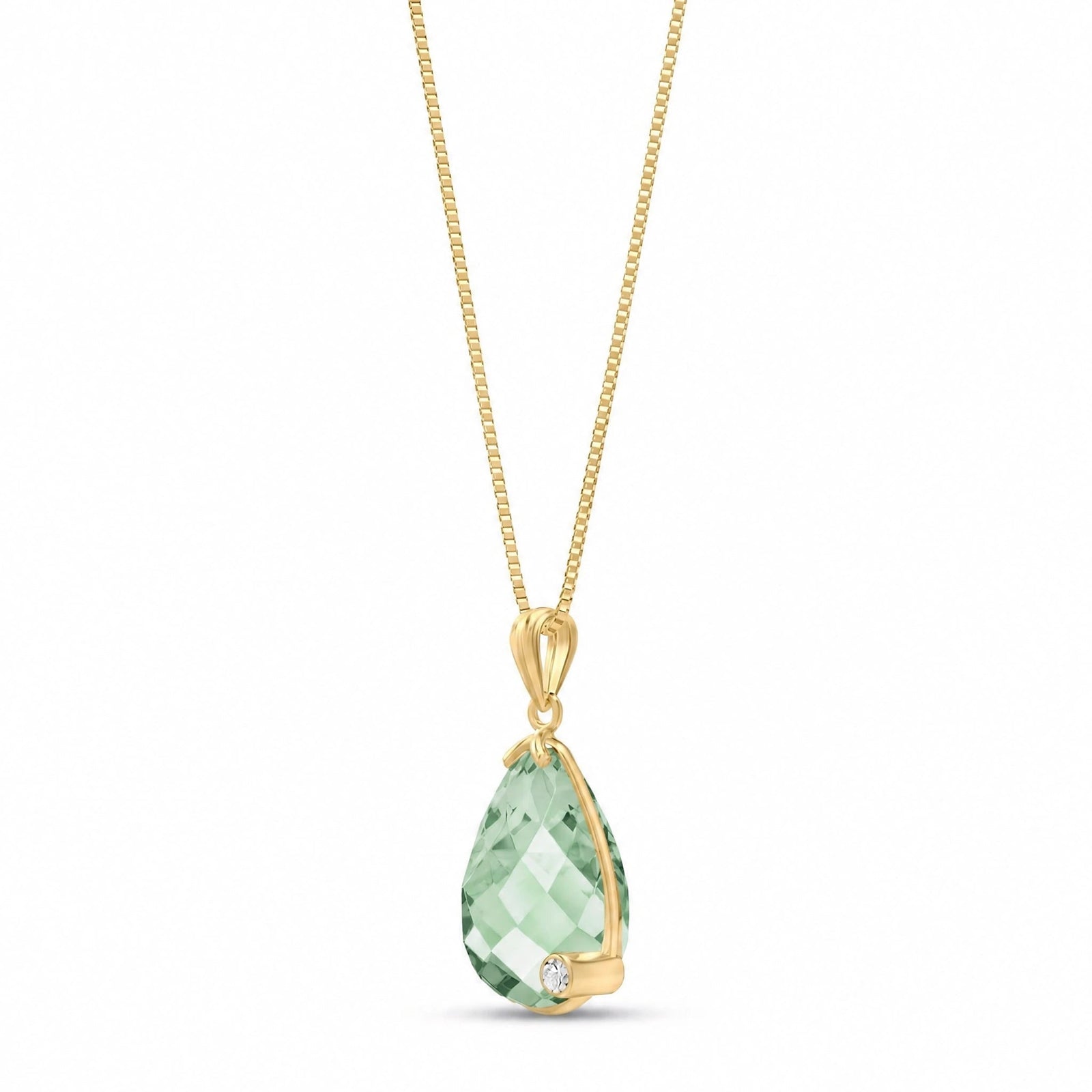 Yellow Gold Eternal Pendant Necklace Green Amethyst 10K — Gaudenzia