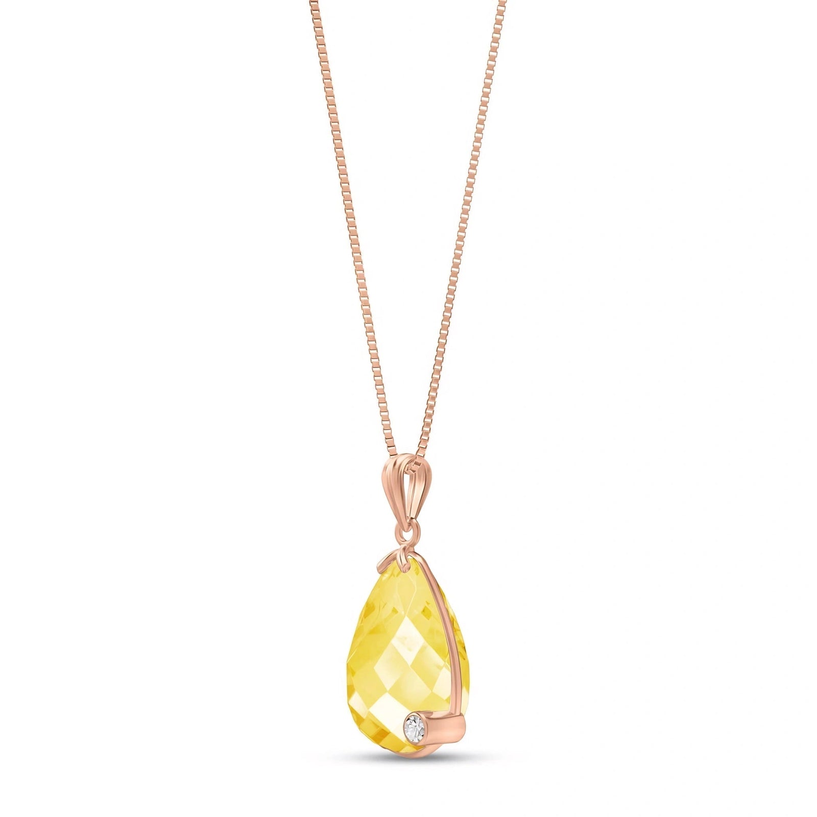Rose Gold Eternal Pendant Necklace Lemon Quartz 10K — Gaudenzia