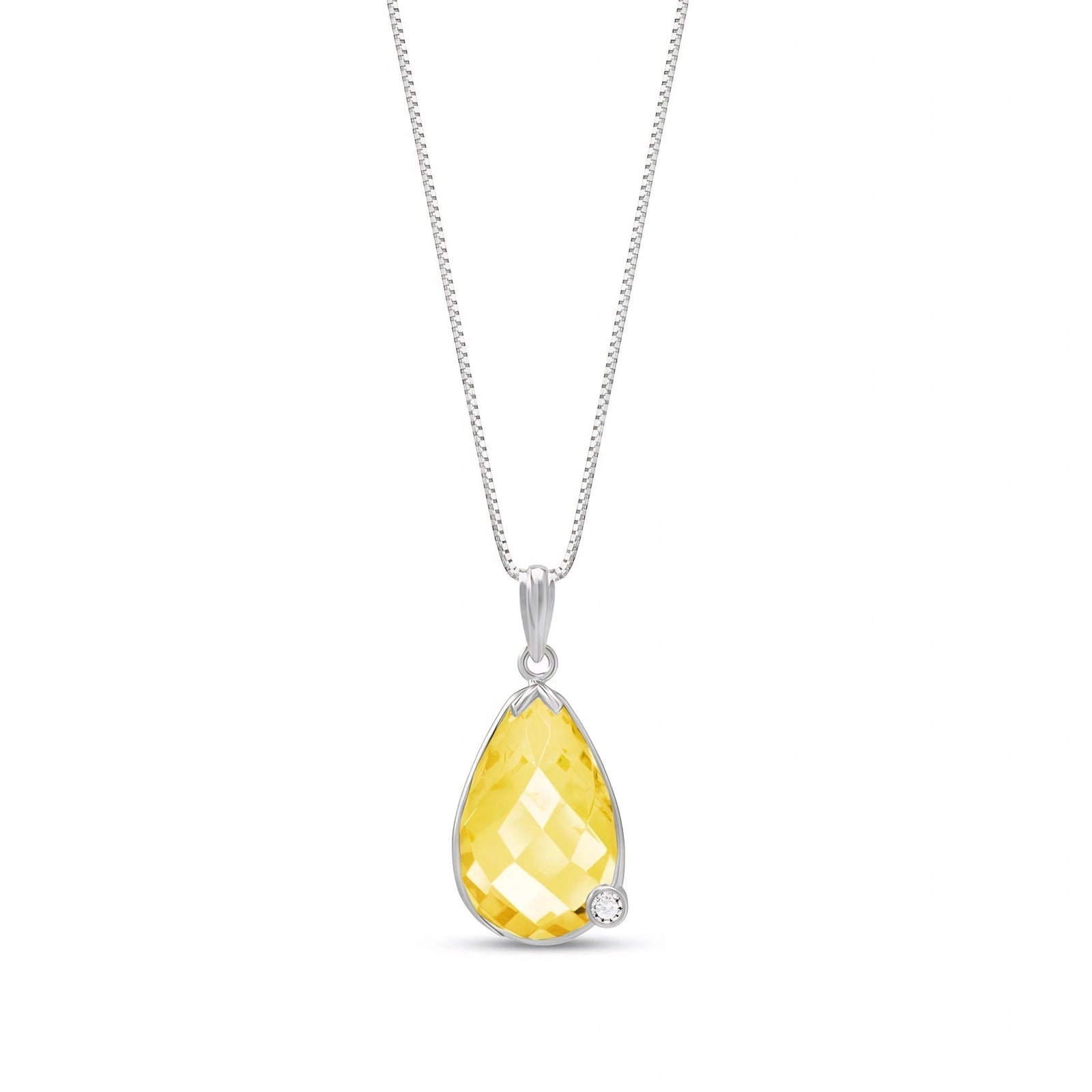 White Gold Eternal Pendant Necklace Lemon Quartz 10K — Gaudenzia