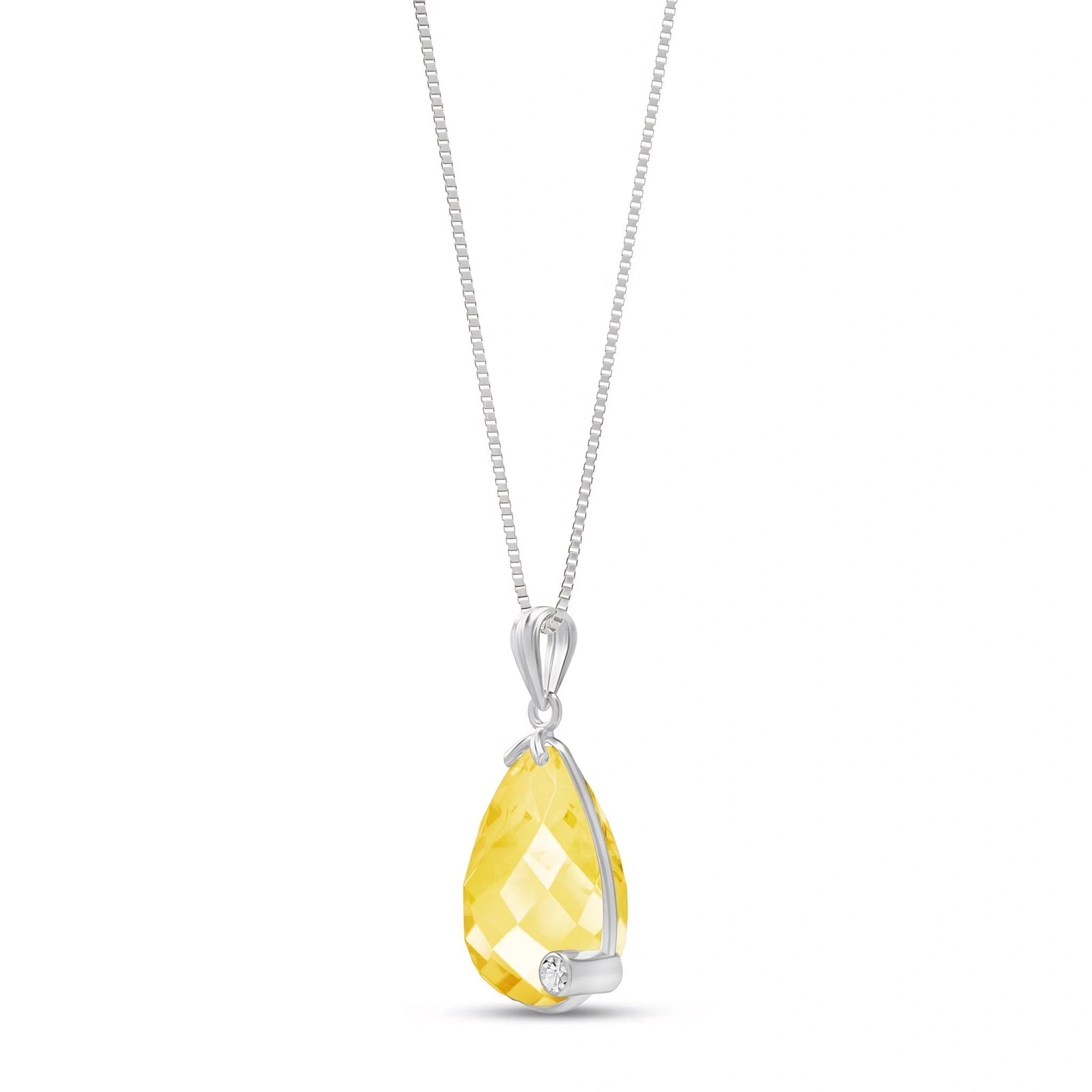 White Gold Eternal Pendant Necklace Lemon Quartz 10K — Gaudenzia