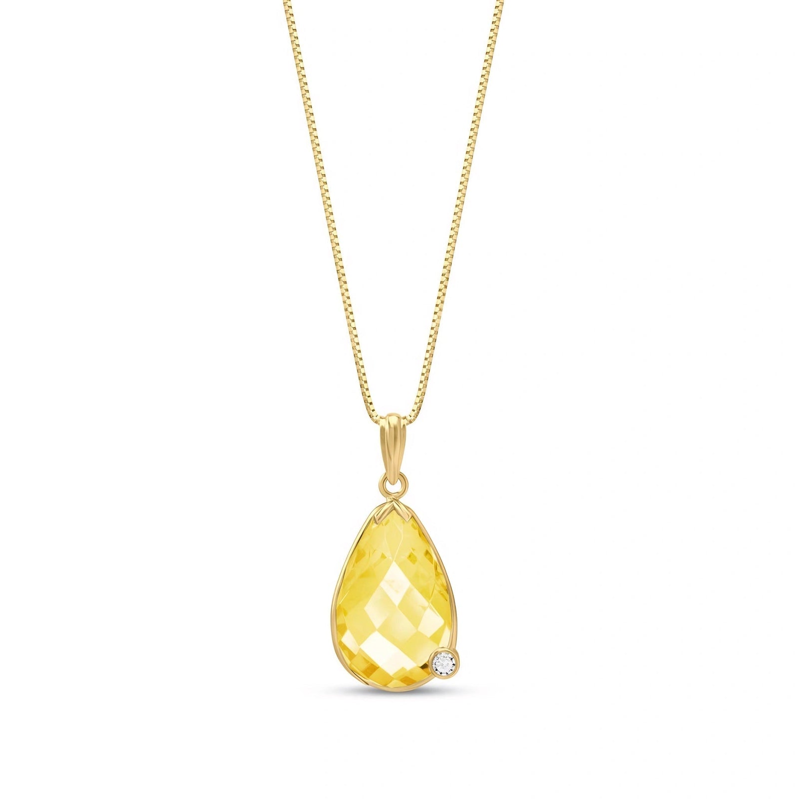 Yellow Gold Eternal Pendant Necklace Lemon Quartz 10K — Gaudenzia