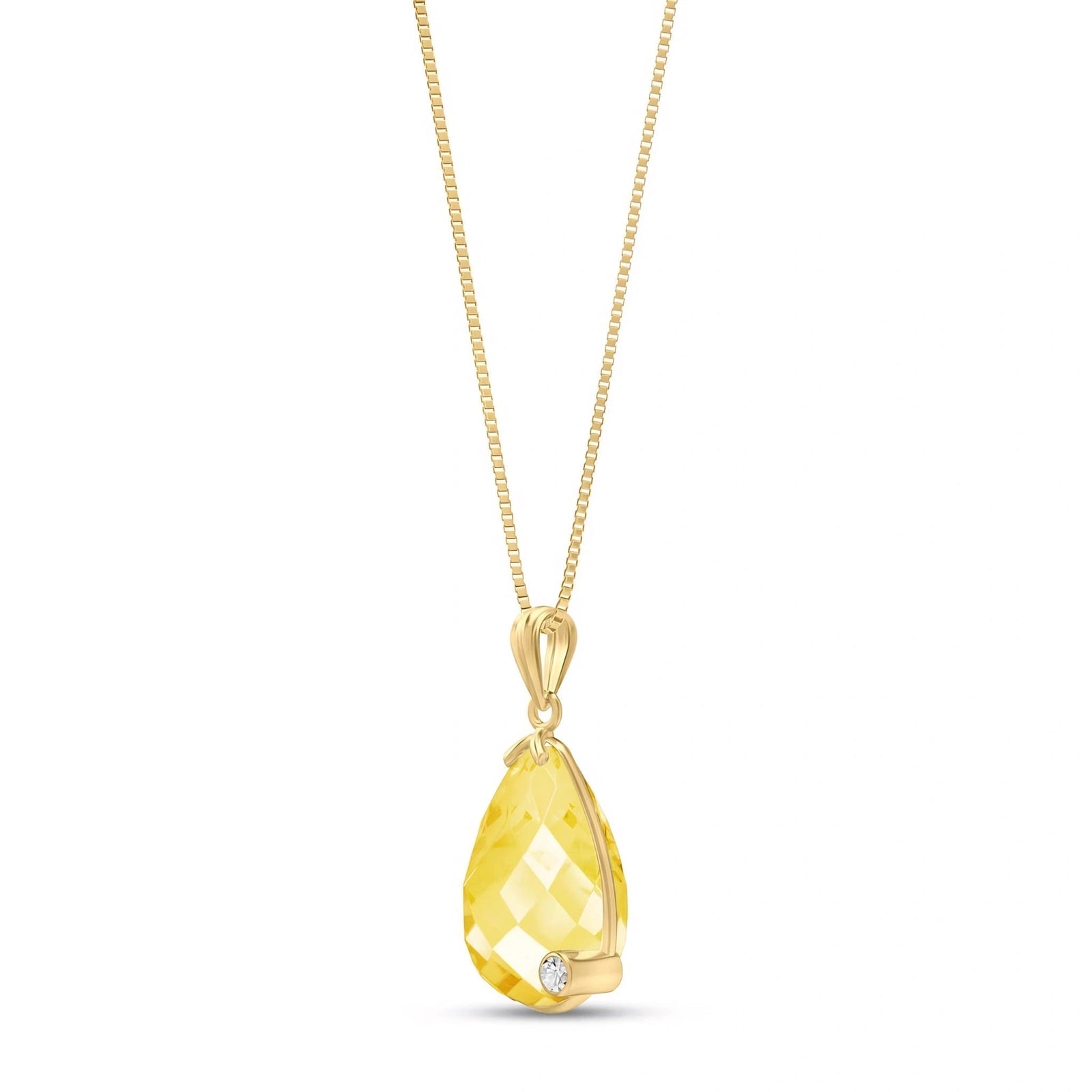 Yellow Gold Eternal Pendant Necklace Lemon Quartz 10K — Gaudenzia