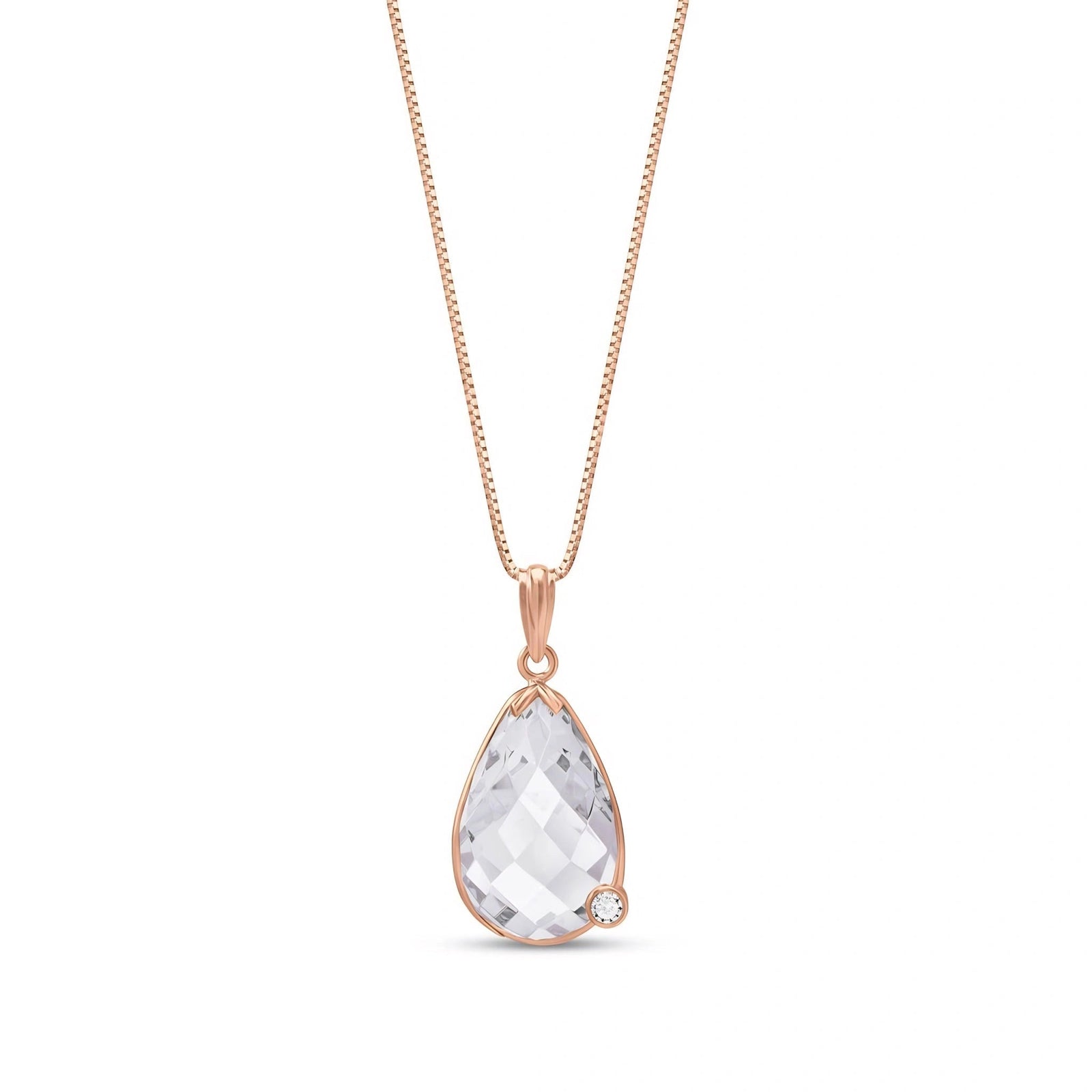 Rose Gold Eternal Pendant Necklace White Topaz 10K — Gaudenzia