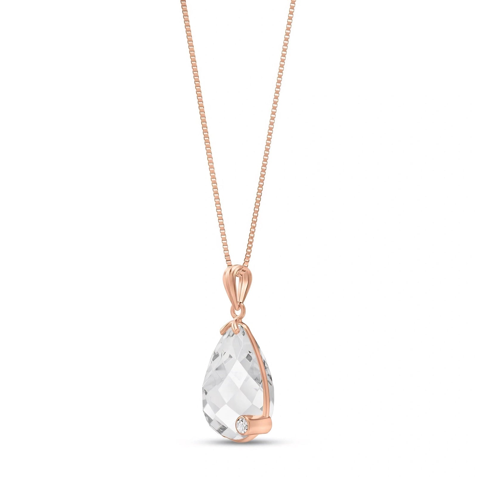 Rose Gold Eternal Pendant Necklace White Topaz 10K — Gaudenzia