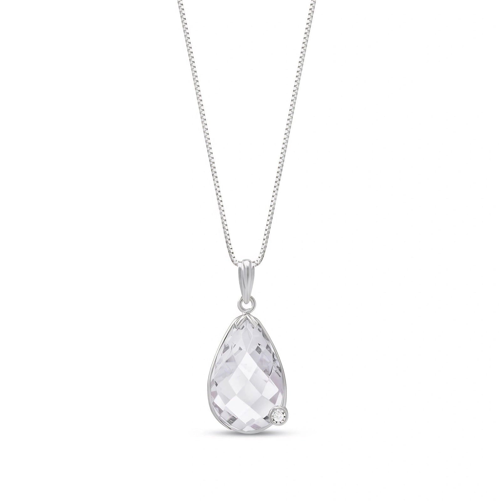 White Gold Eternal Pendant Necklace White Topaz 10K — Gaudenzia