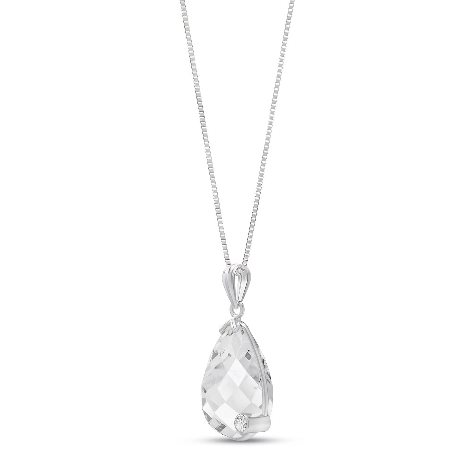 White Gold Eternal Pendant Necklace White Topaz 10K — Gaudenzia