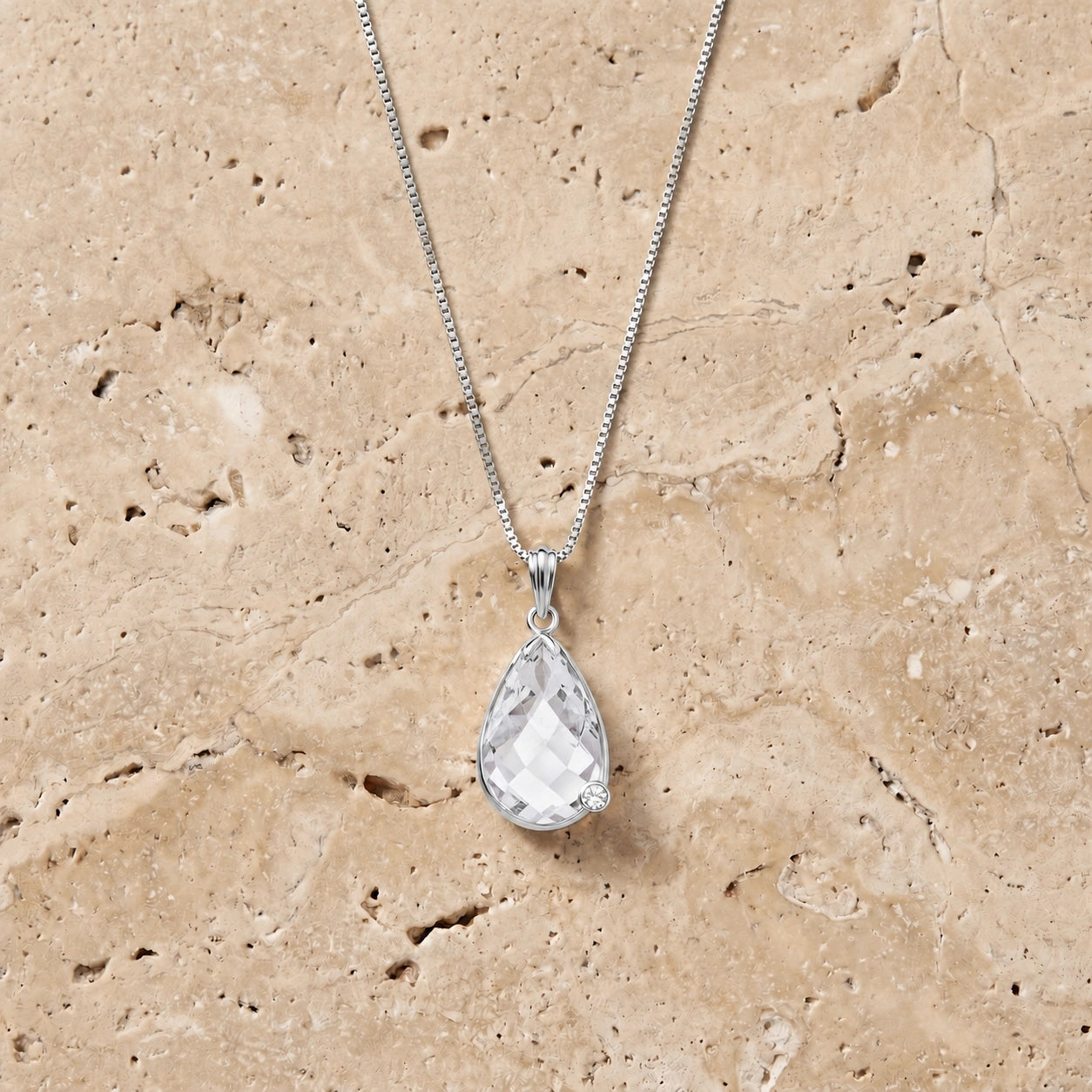 White Gold Eternal Pendant Necklace White Topaz 10K — Gaudenzia
