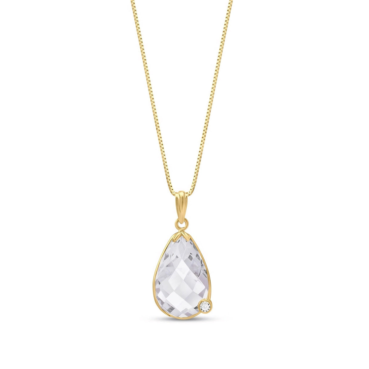 Yellow Gold Eternal Pendant Necklace White Topaz — Gaudenzia