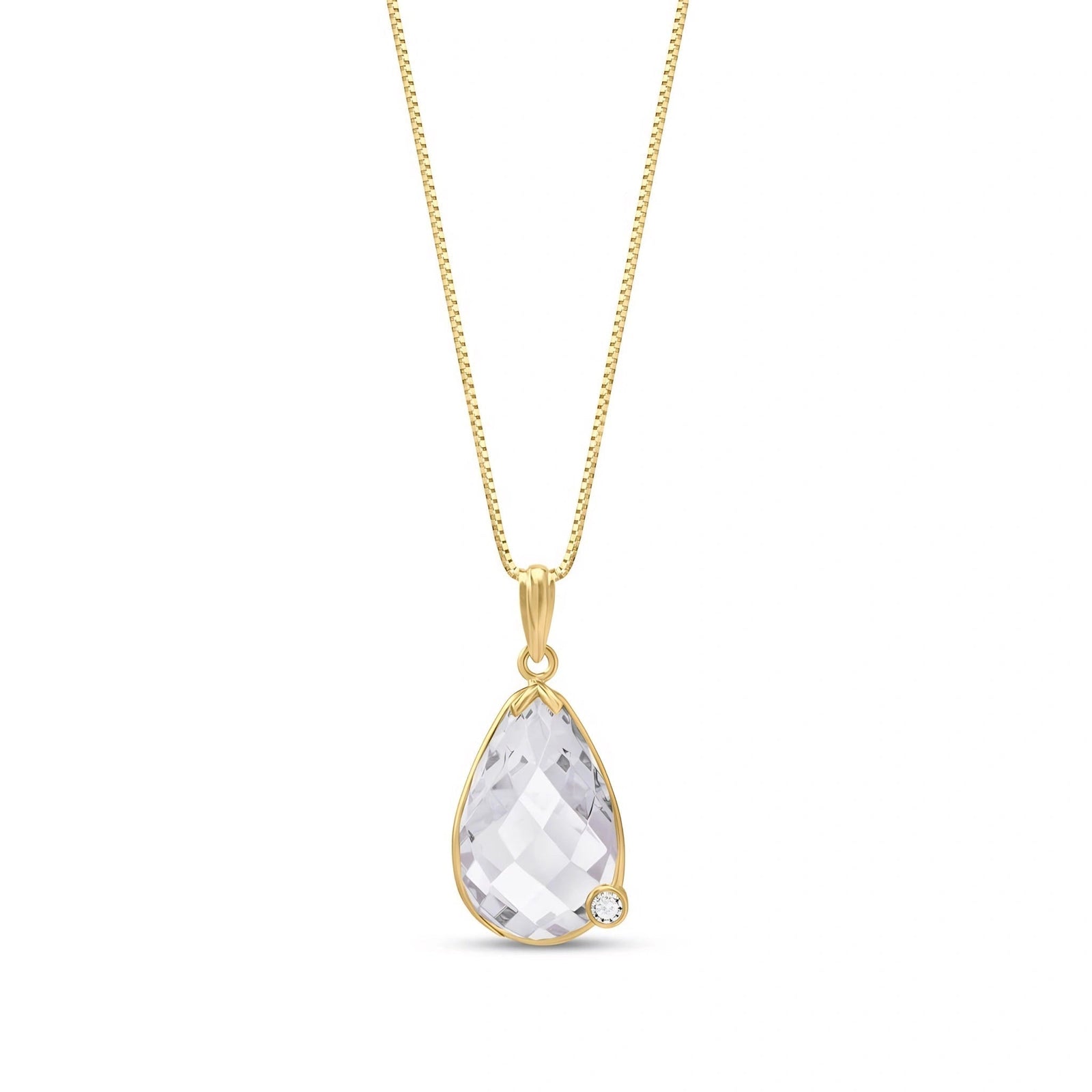 Yellow Gold Eternal Pendant Necklace White Topaz 10K — Gaudenzia