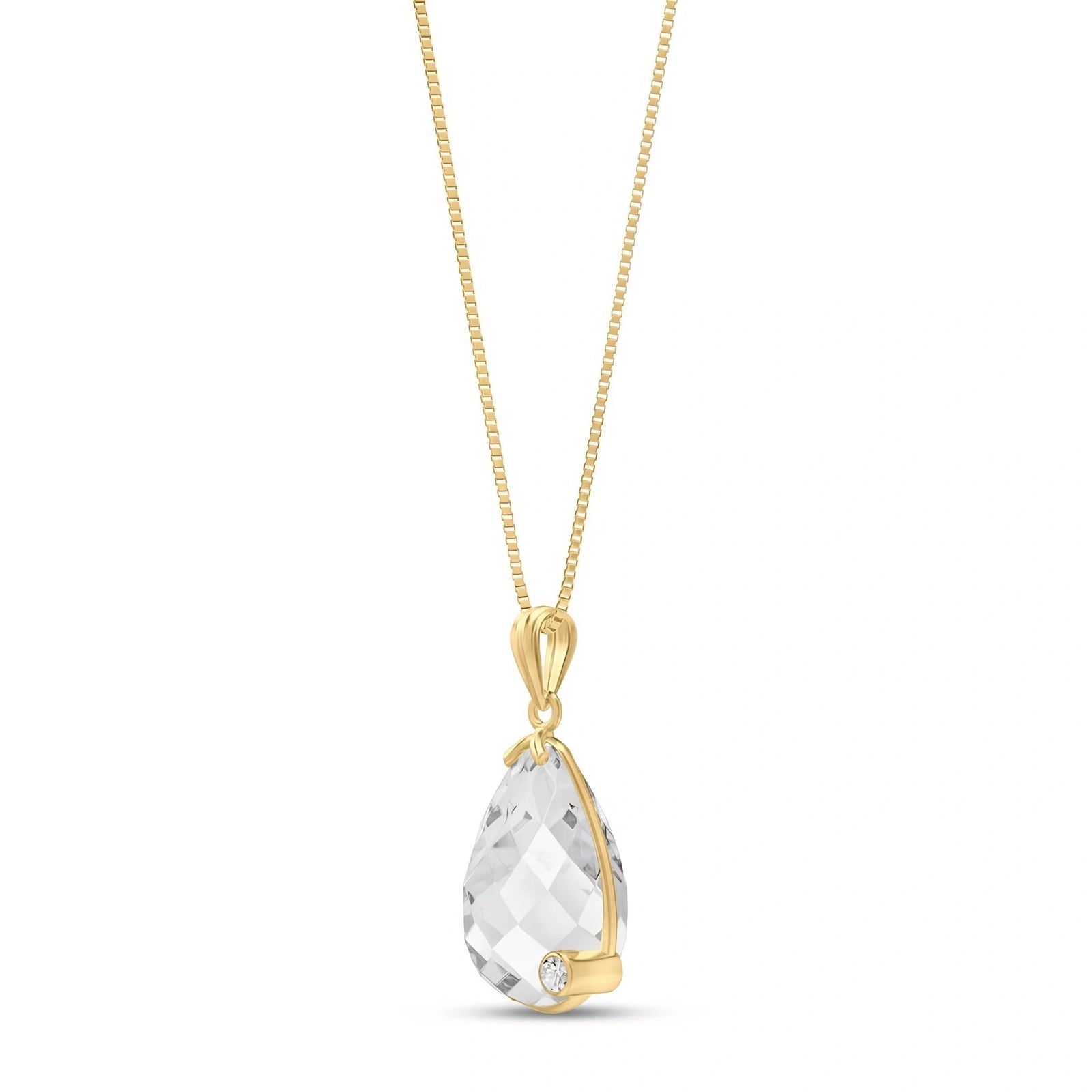 Yellow Gold Eternal Pendant Necklace White Topaz 10K — Gaudenzia