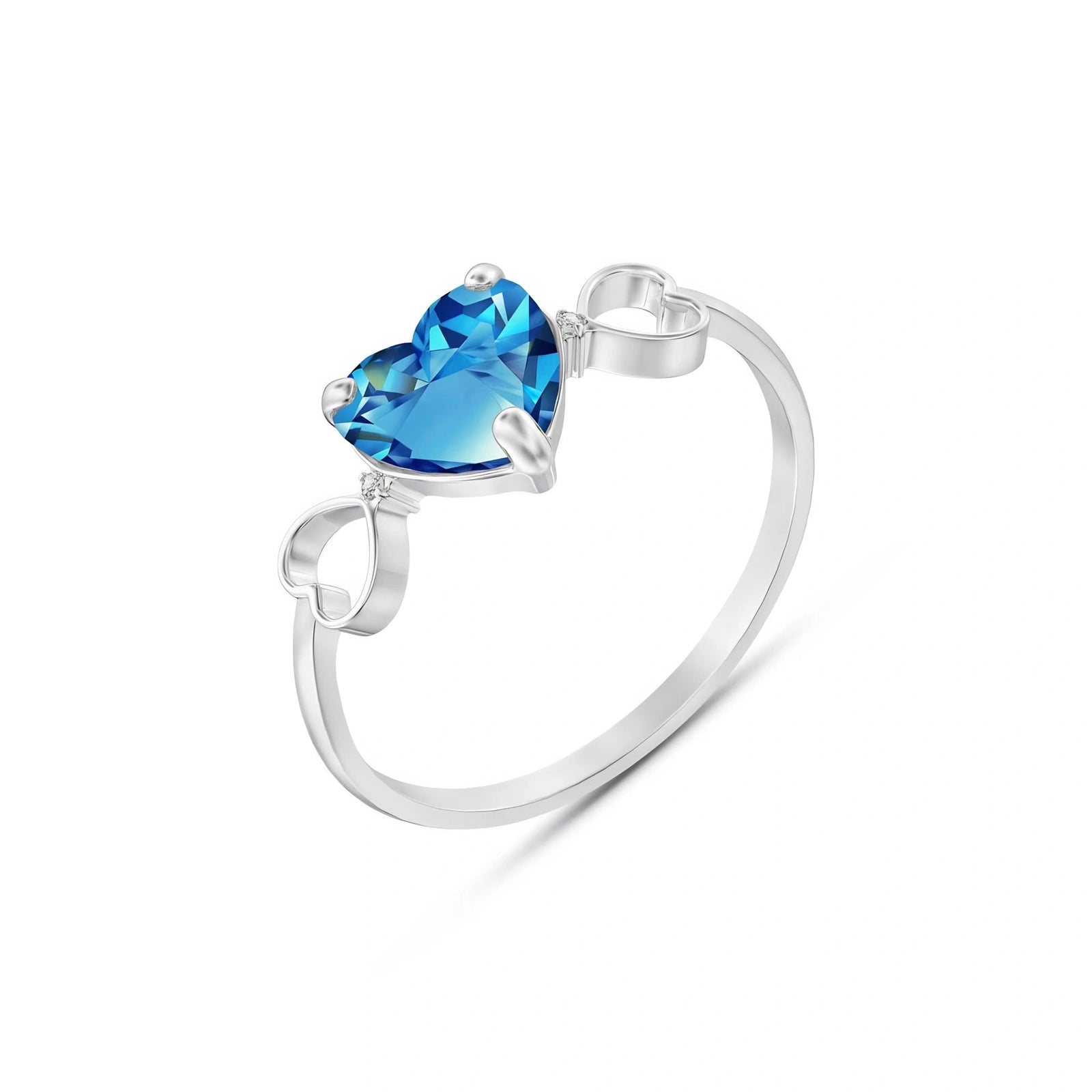 White Gold Rose Ring Blue Topaz 10K — Mirella