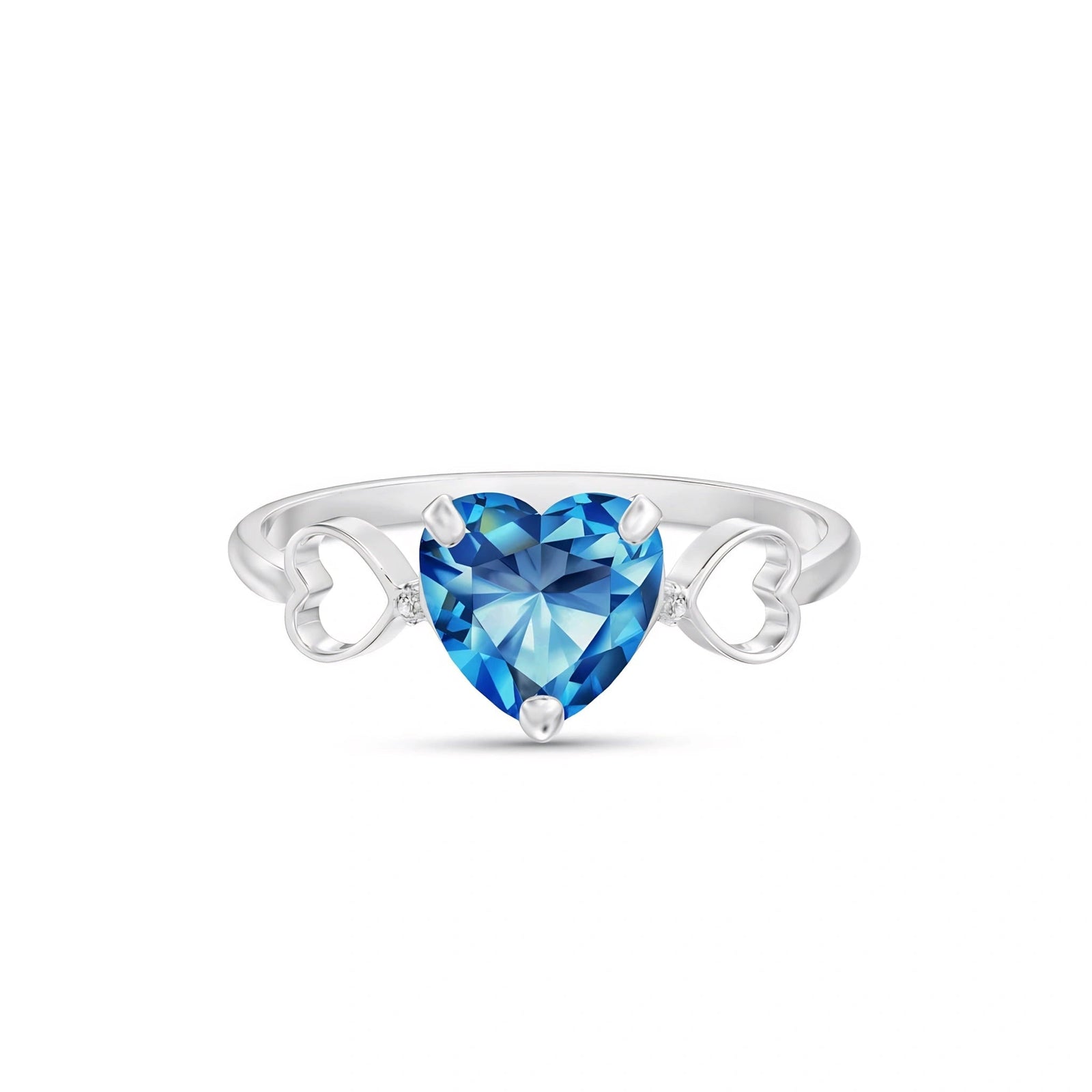 White Gold Rose Ring Blue Topaz 10K — Mirella