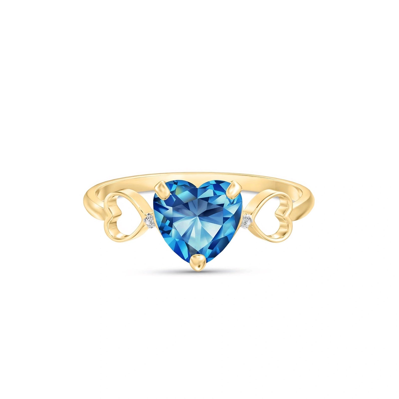 Yellow Gold Rose Ring Blue Topaz 10K — Mirella