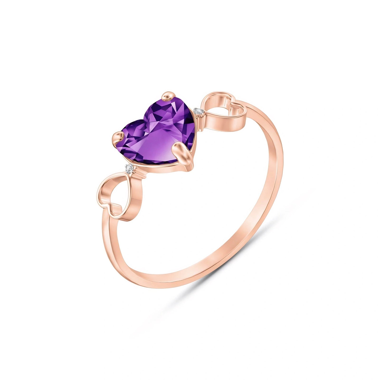 Rose Gold Rose Ring Amethyst 10K — Mirella