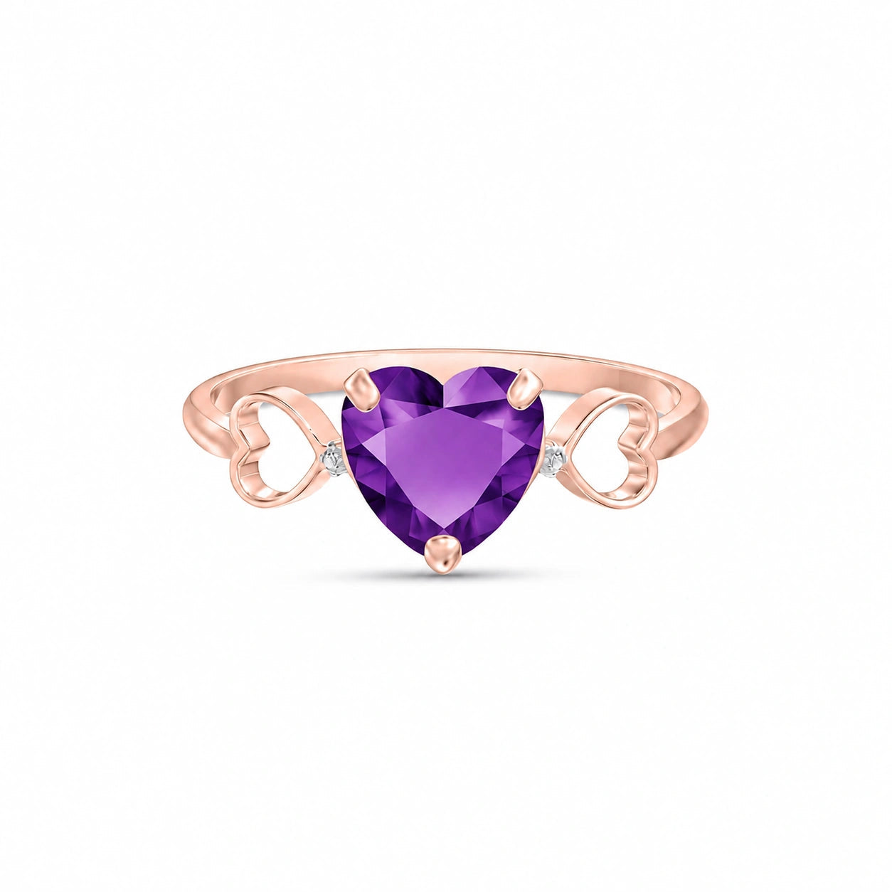Rose Gold Rose Ring Amethyst 10K — Mirella