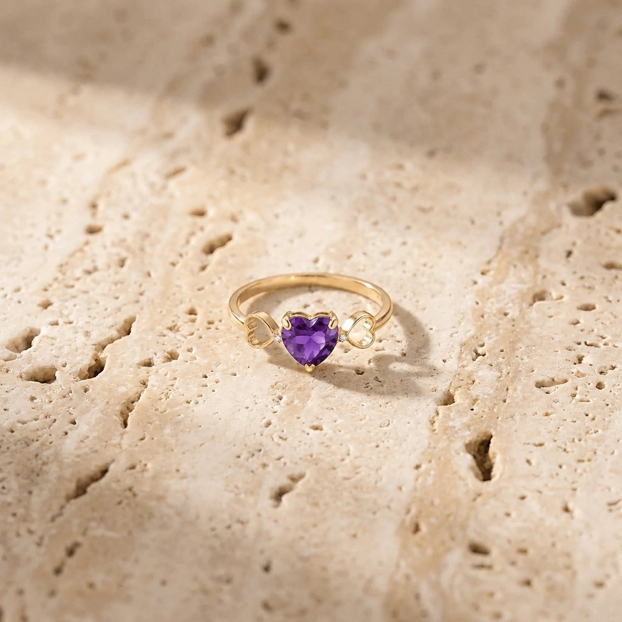 Yellow Gold Rose Ring Amethyst 10K — Mirella