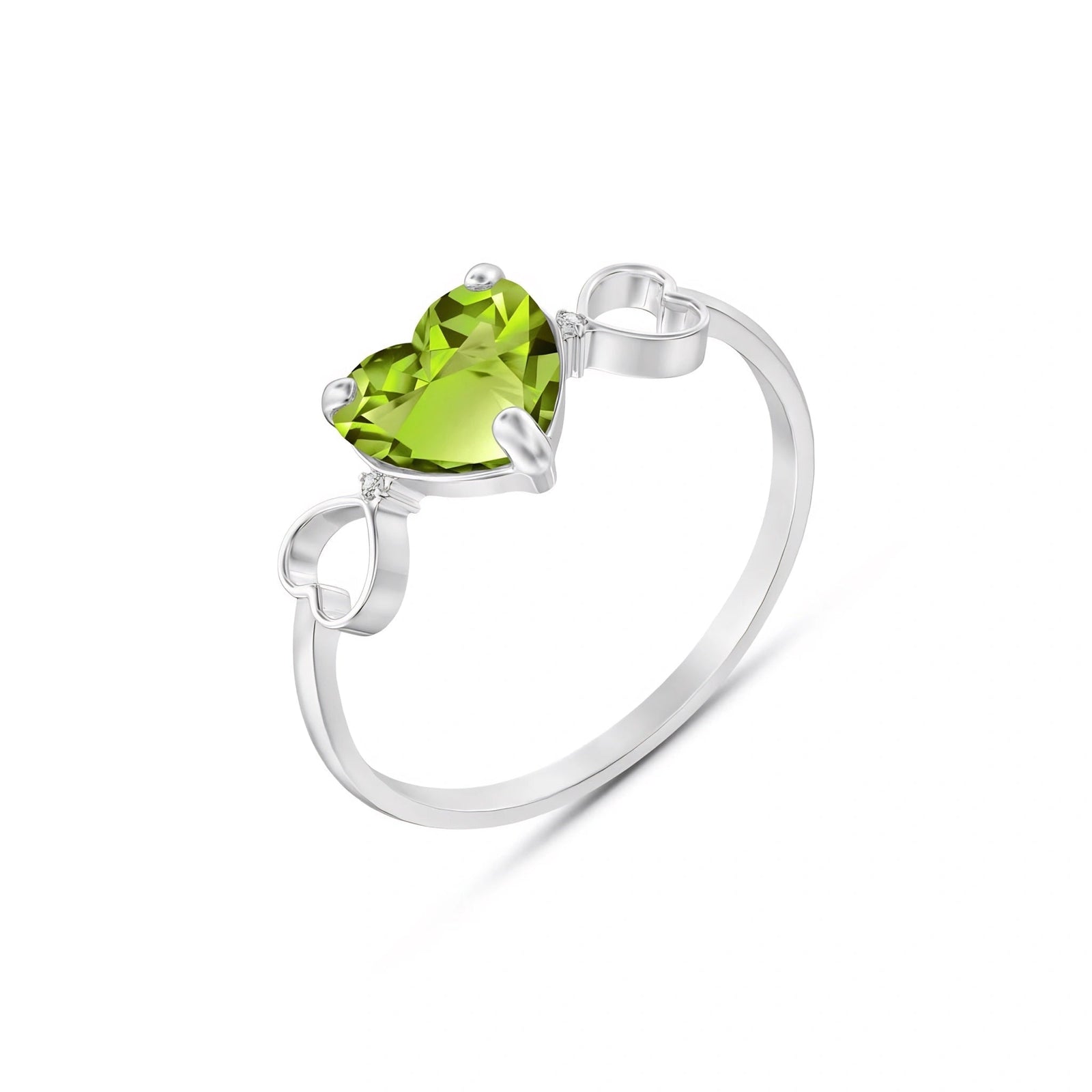 White Gold Rose Ring Peridot 10K — Mirella
