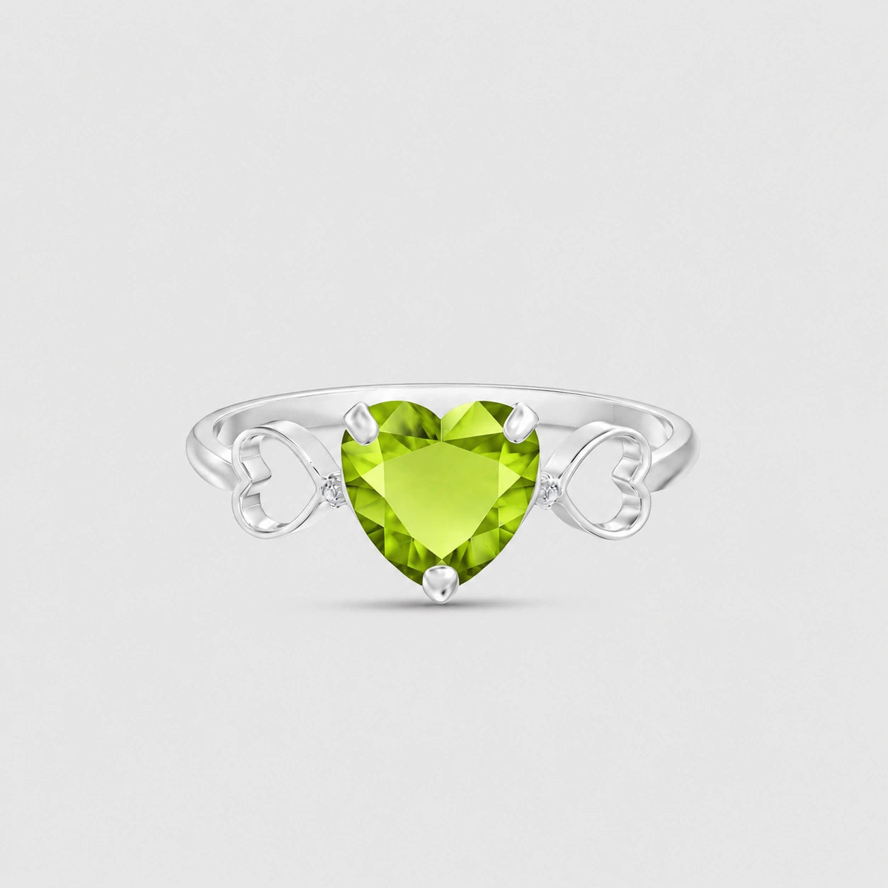 White Gold Rose Ring Peridot 10K — Mirella