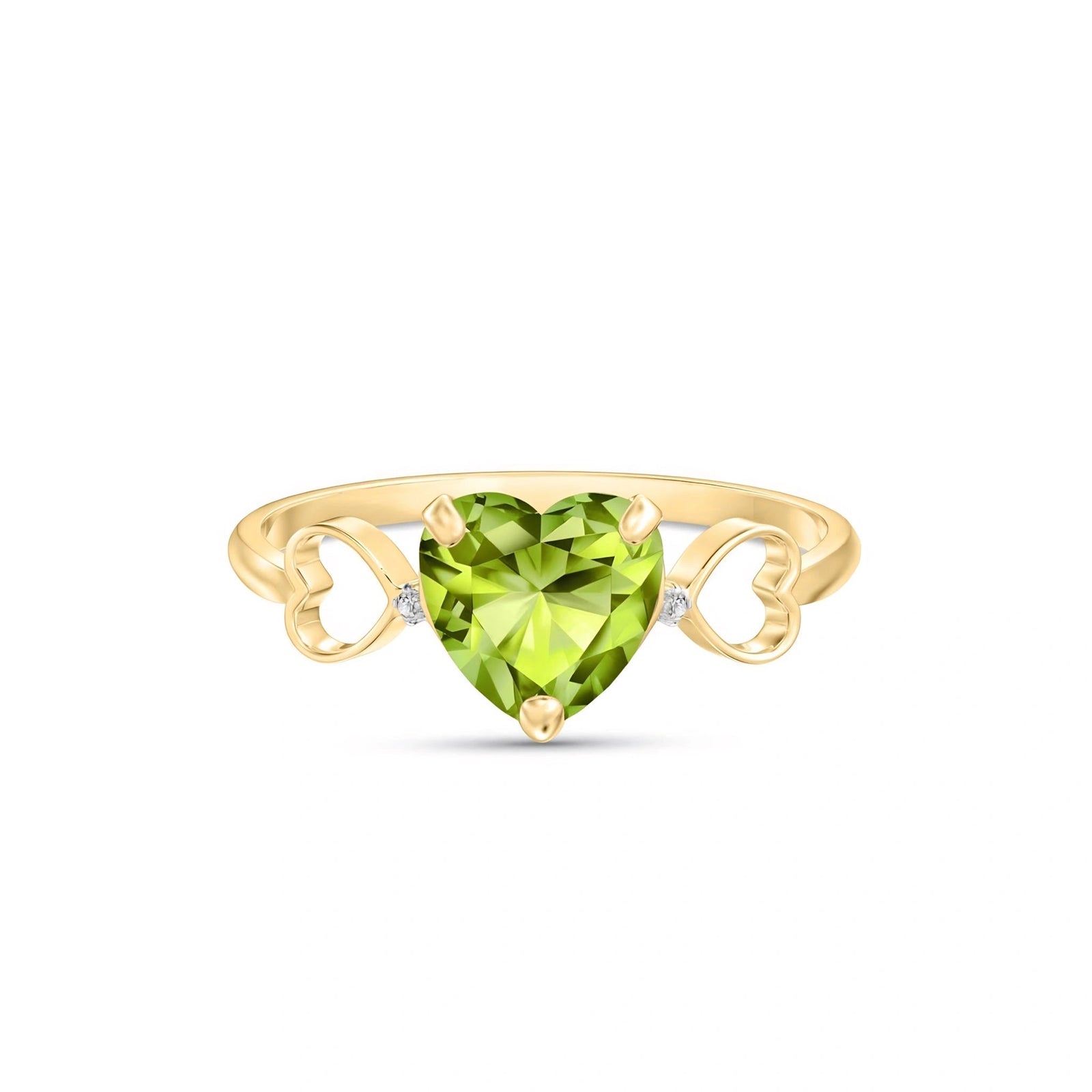 Yellow Gold Rose Ring Peridot 10K — Mirella