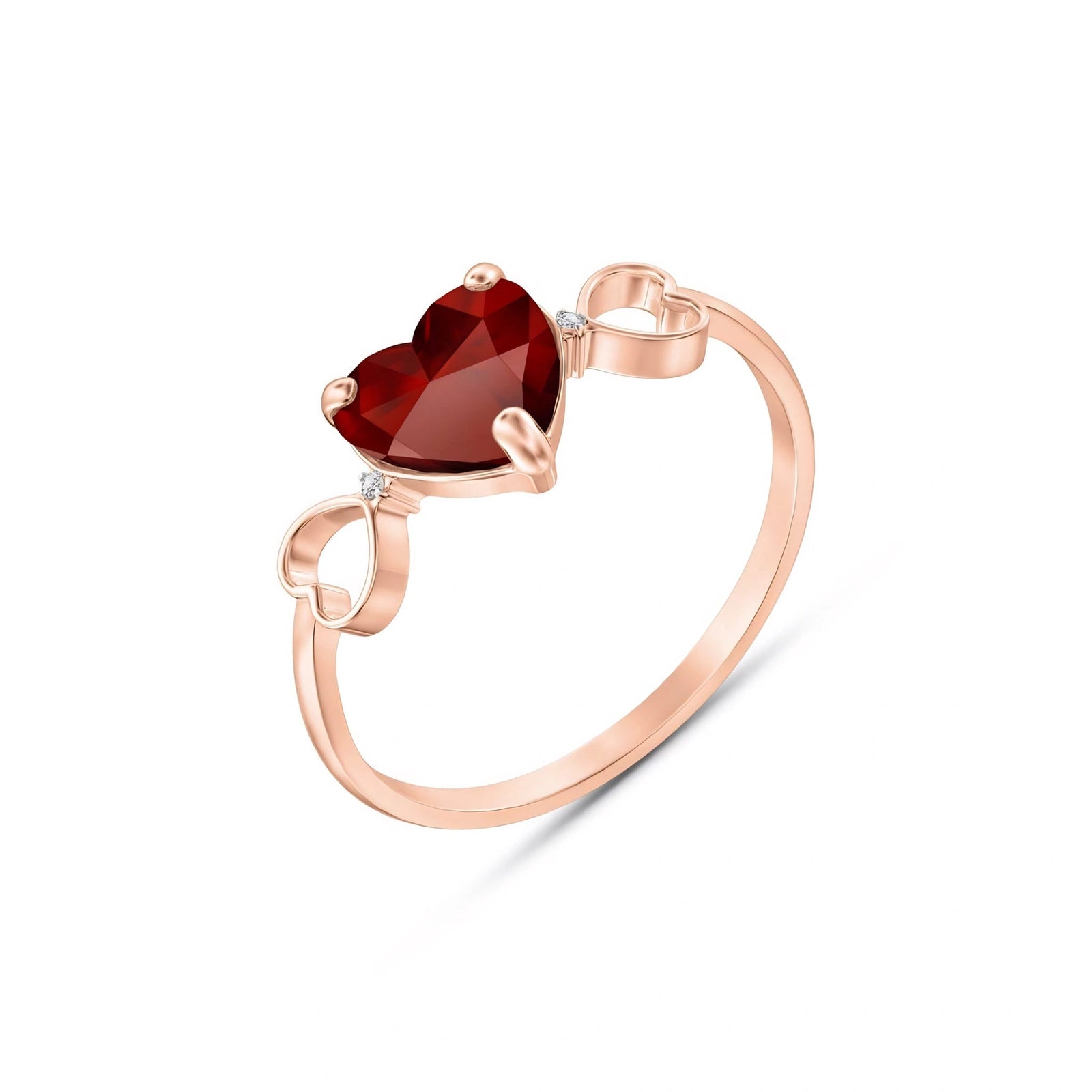 Rose Gold Rose Ring Garnet 10K — Mirella