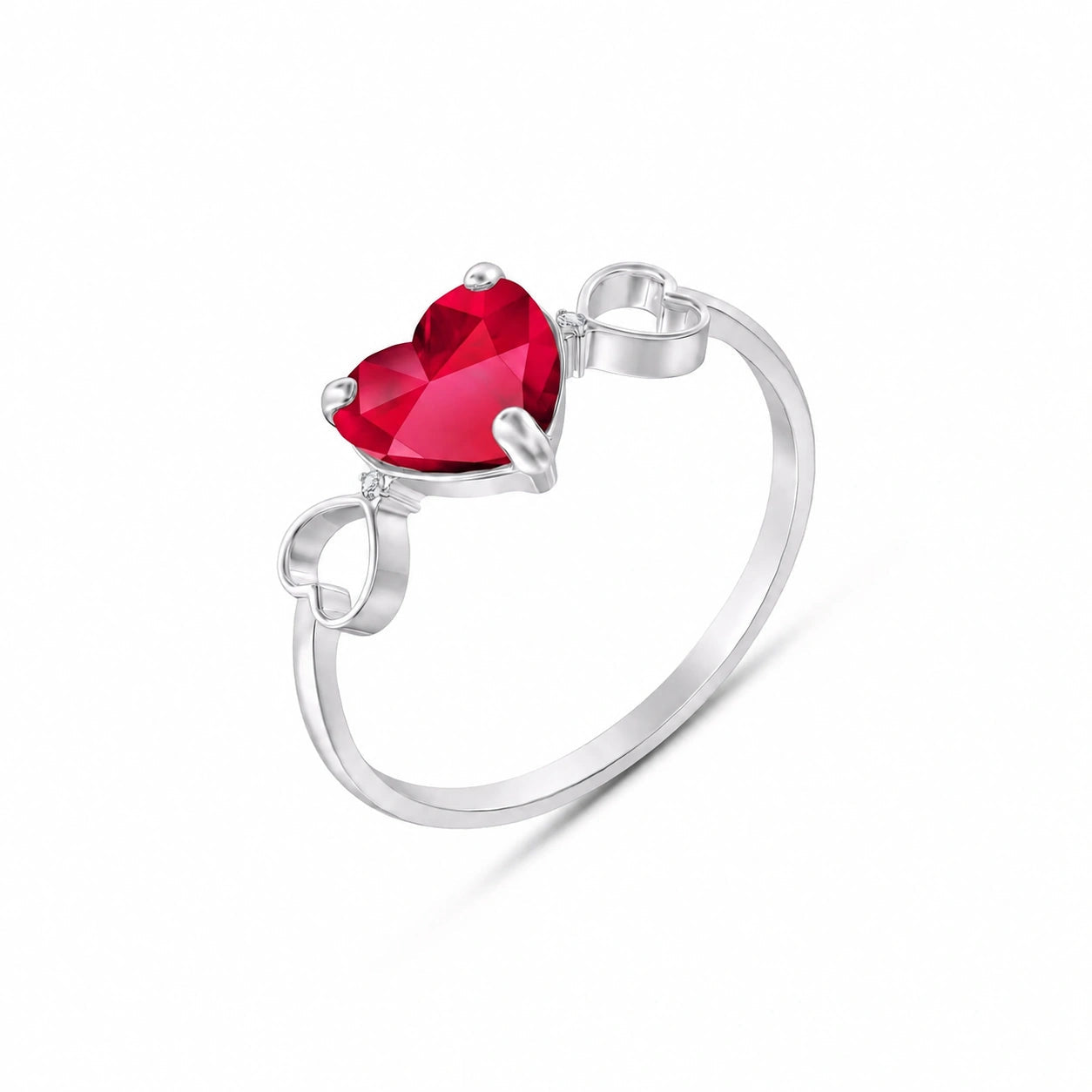 White Gold Rose Ring Garnet 10K — Mirella